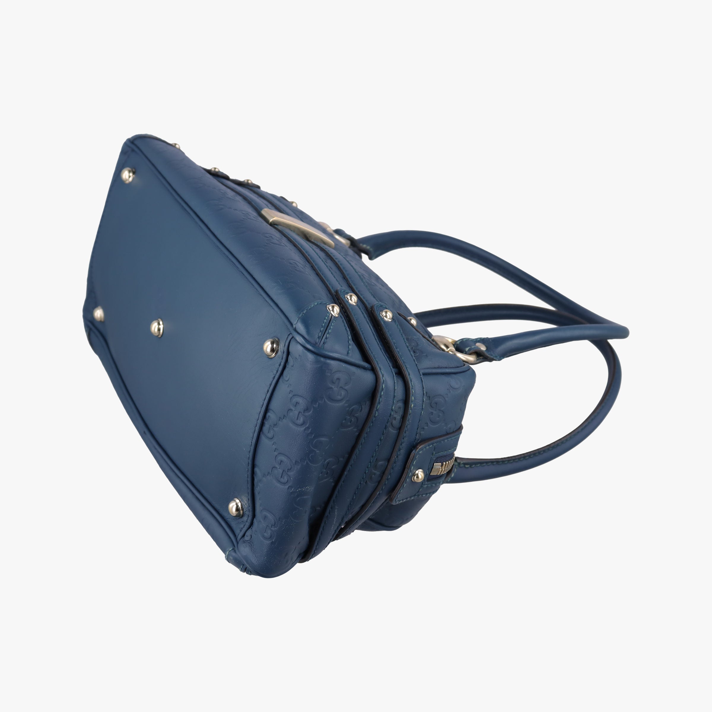 Vintage Gucci Horsebit Bamboo Wave Boston Blue Leather 159399 shoulderbag | stylenewstar