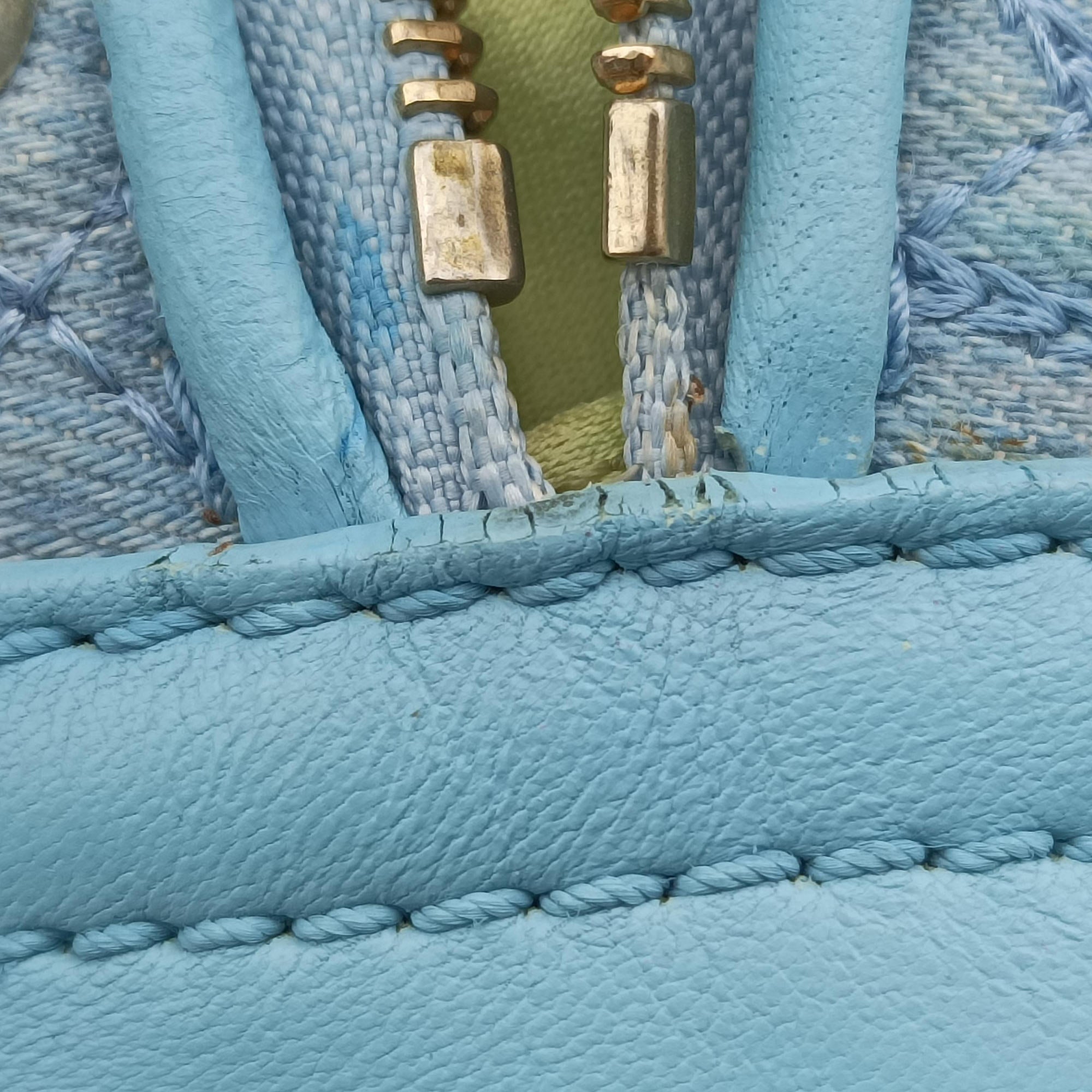Pre-owned VERSACE Vanitas Studded Blue denimxLeather  shoulderbag | stylenewstar