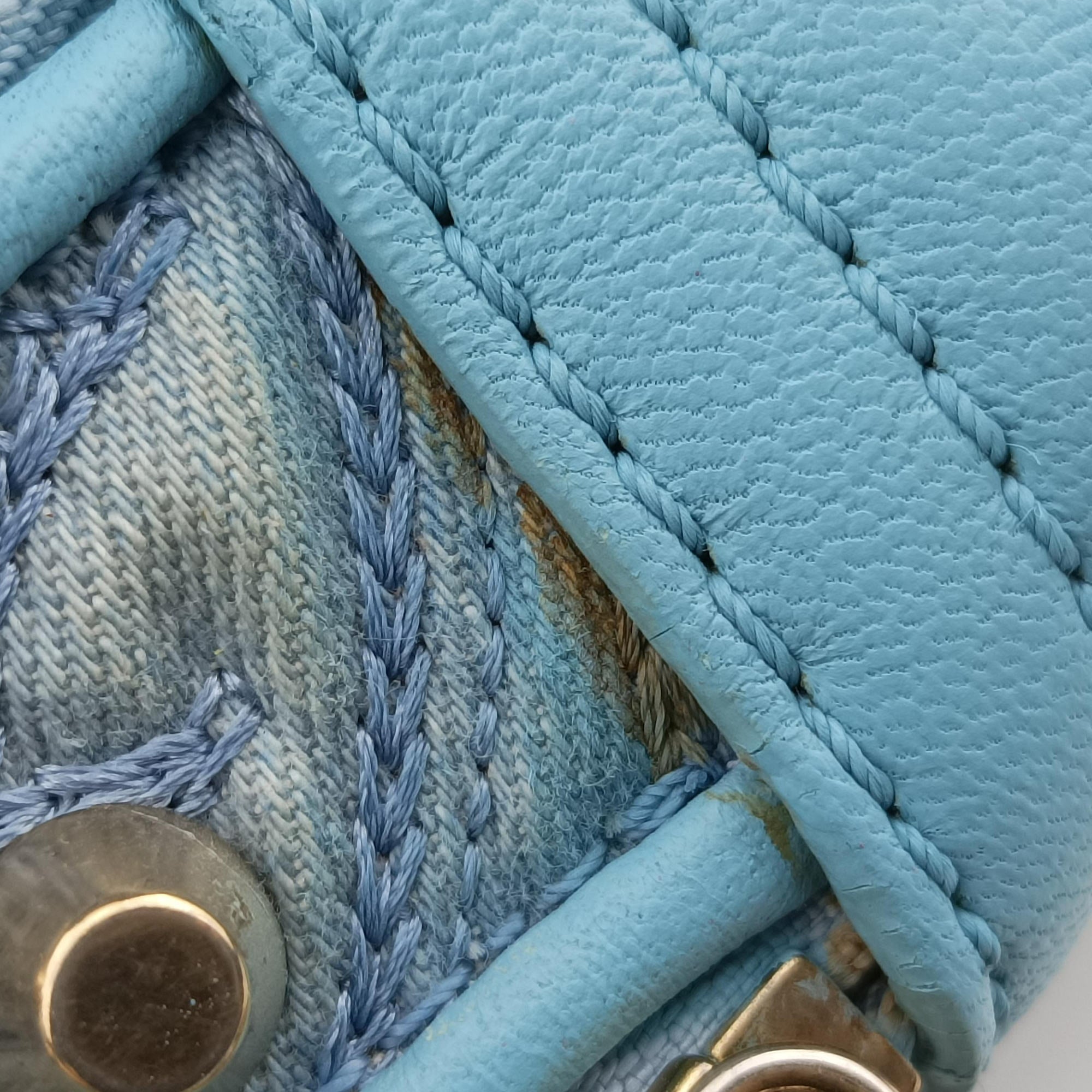 Pre-owned VERSACE Vanitas Studded Blue denimxLeather  shoulderbag | stylenewstar