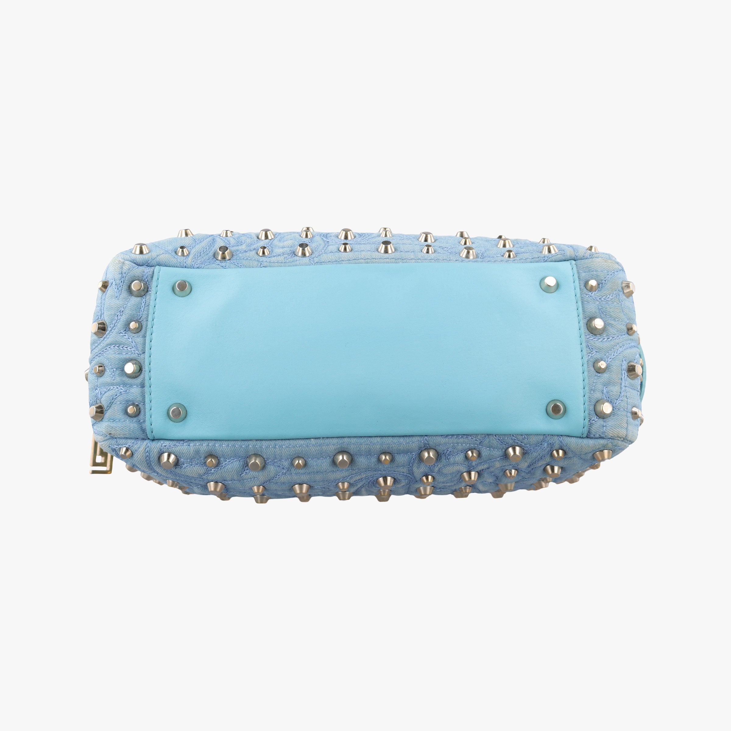 Pre-owned VERSACE Vanitas Studded Blue denimxLeather  shoulderbag | stylenewstar