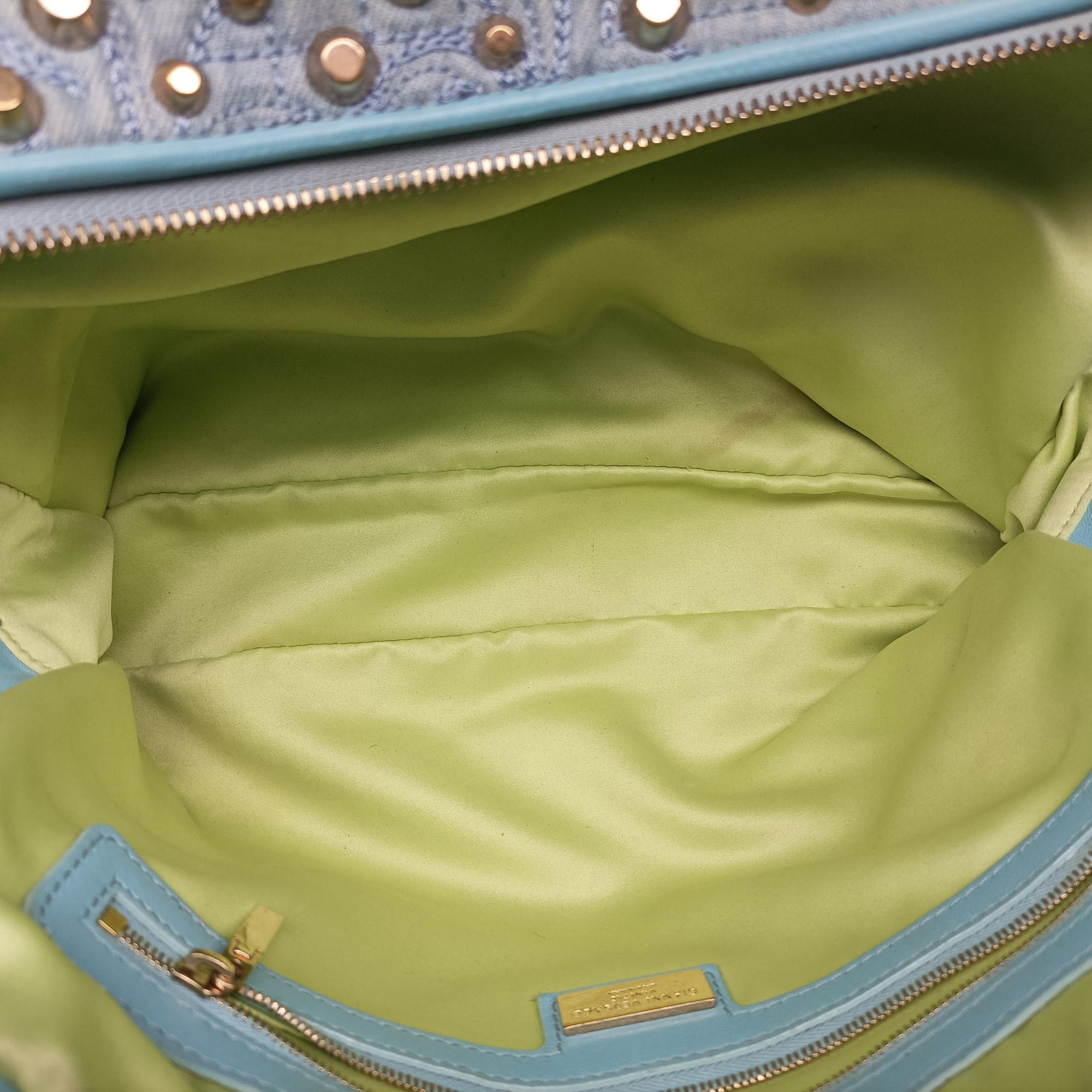 Pre-owned VERSACE Vanitas Studded Blue denimxLeather  shoulderbag | stylenewstar