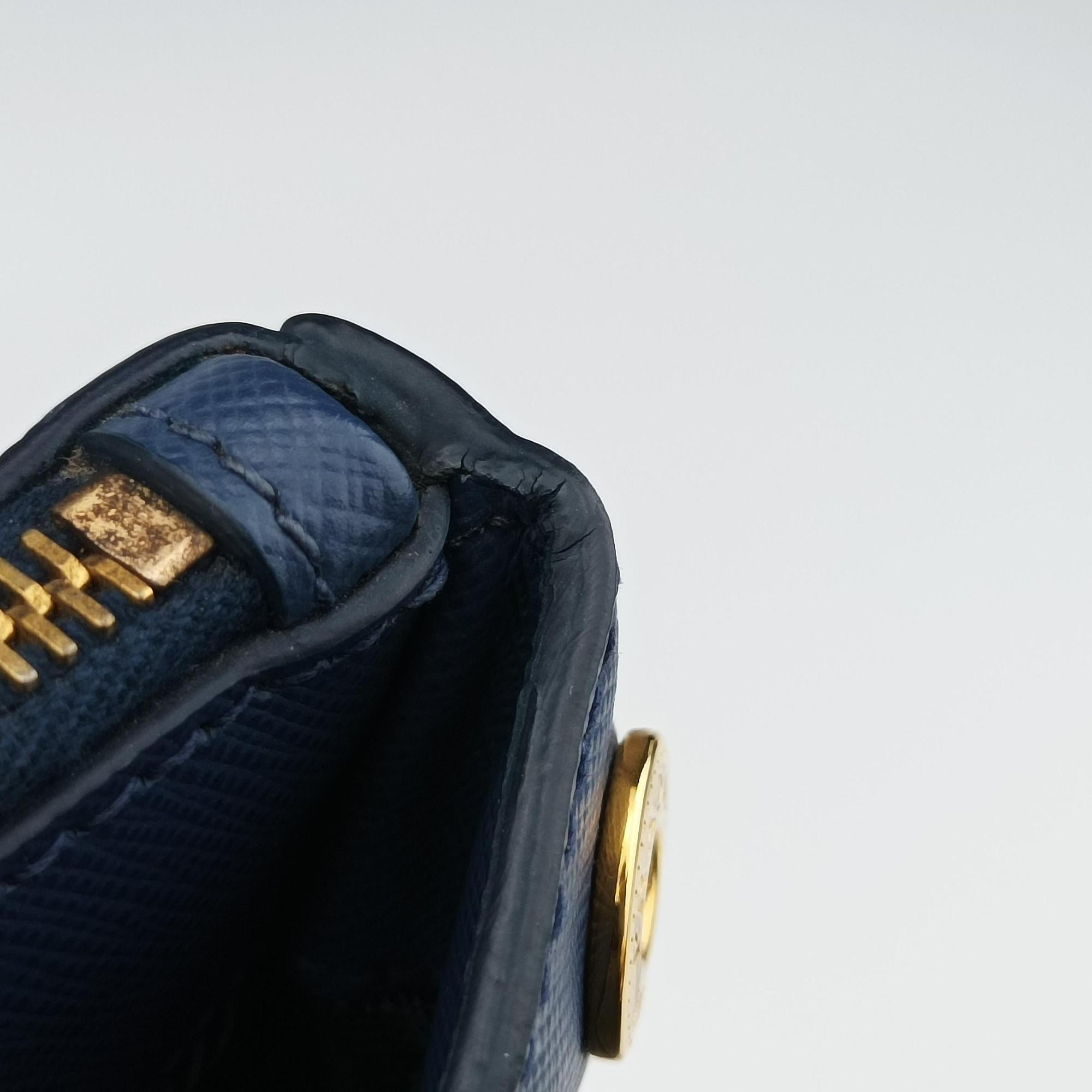 Pre-owned Prada Bi-Color Zip Front Pocket Blue SAFFIANO Leather BN2674 shoulderbag | stylenewstar