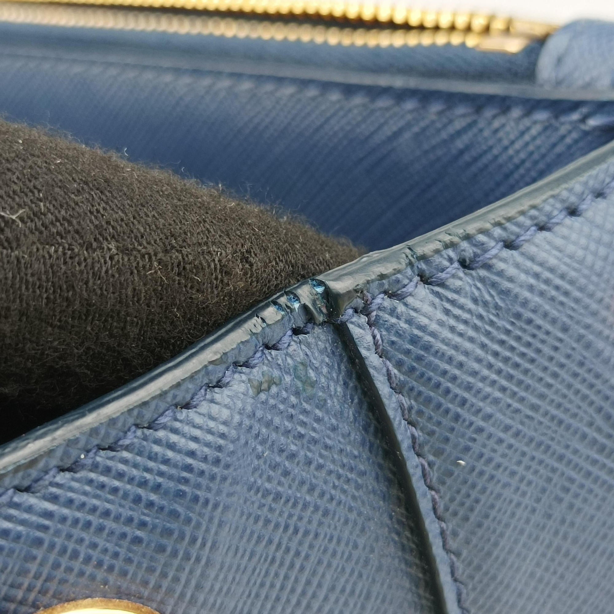 Pre-owned Prada Bi-Color Zip Front Pocket Blue SAFFIANO Leather BN2674 shoulderbag | stylenewstar
