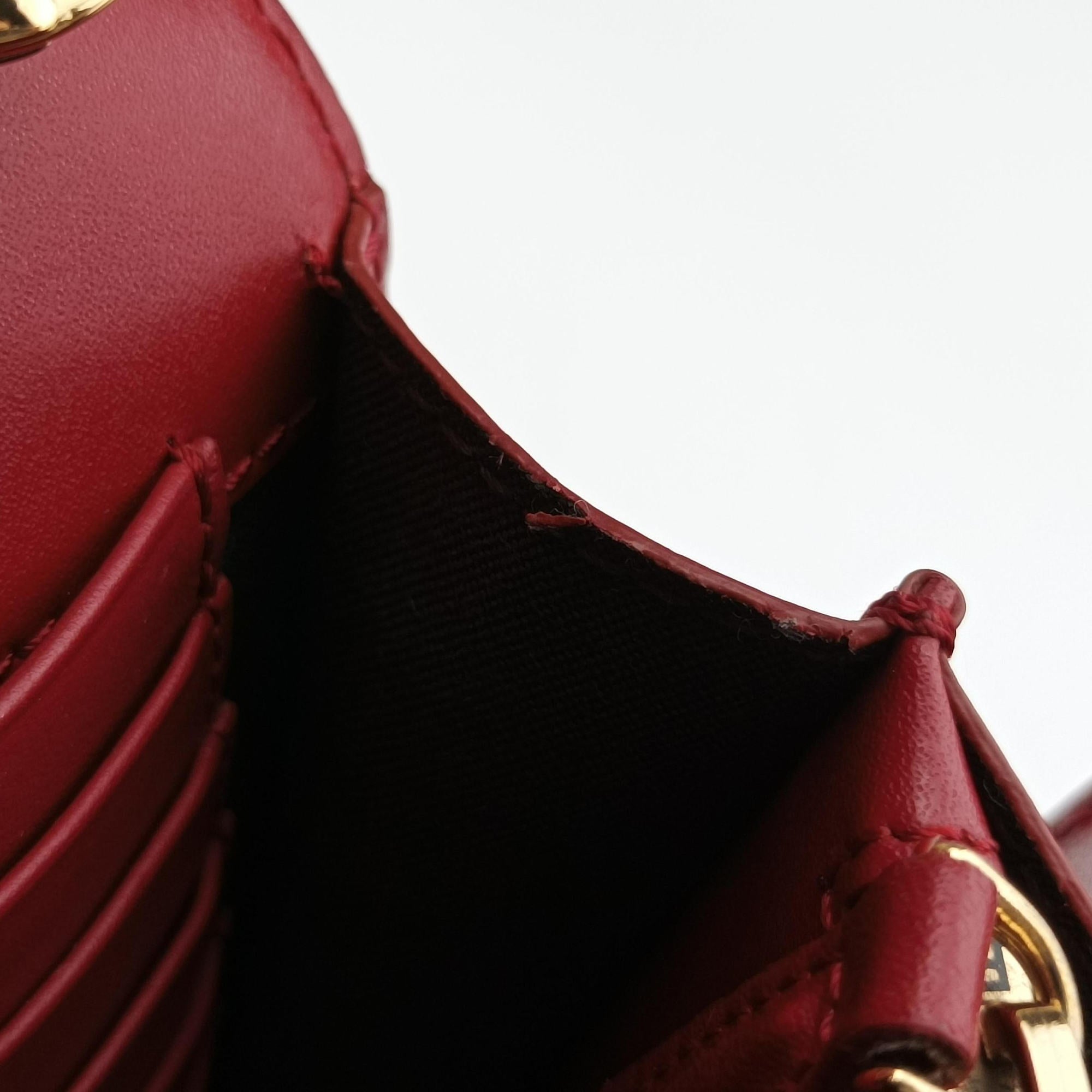 Pre-owned Fendi Kan I F Logo Red Leather 8BS004 shoulderbag | stylenewstar