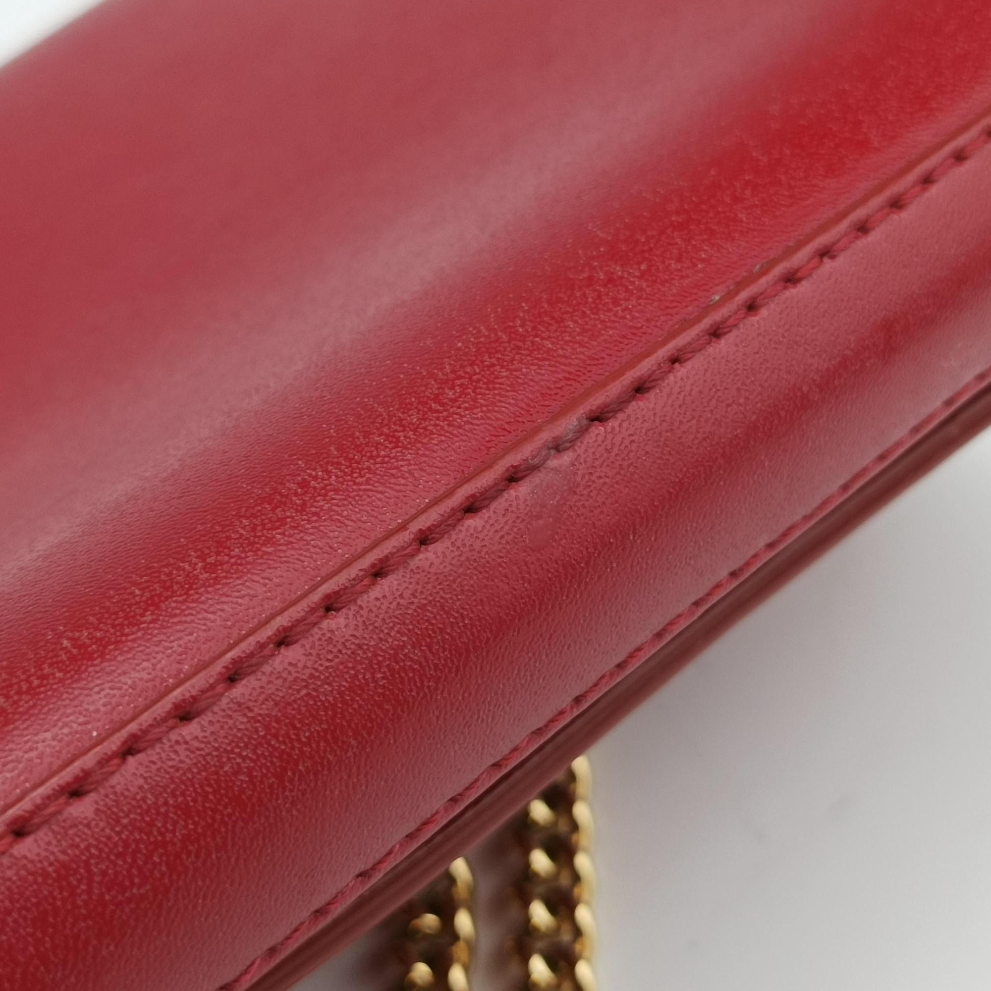 Pre-owned Fendi Kan I F Logo Red Leather 8BS004 shoulderbag | stylenewstar