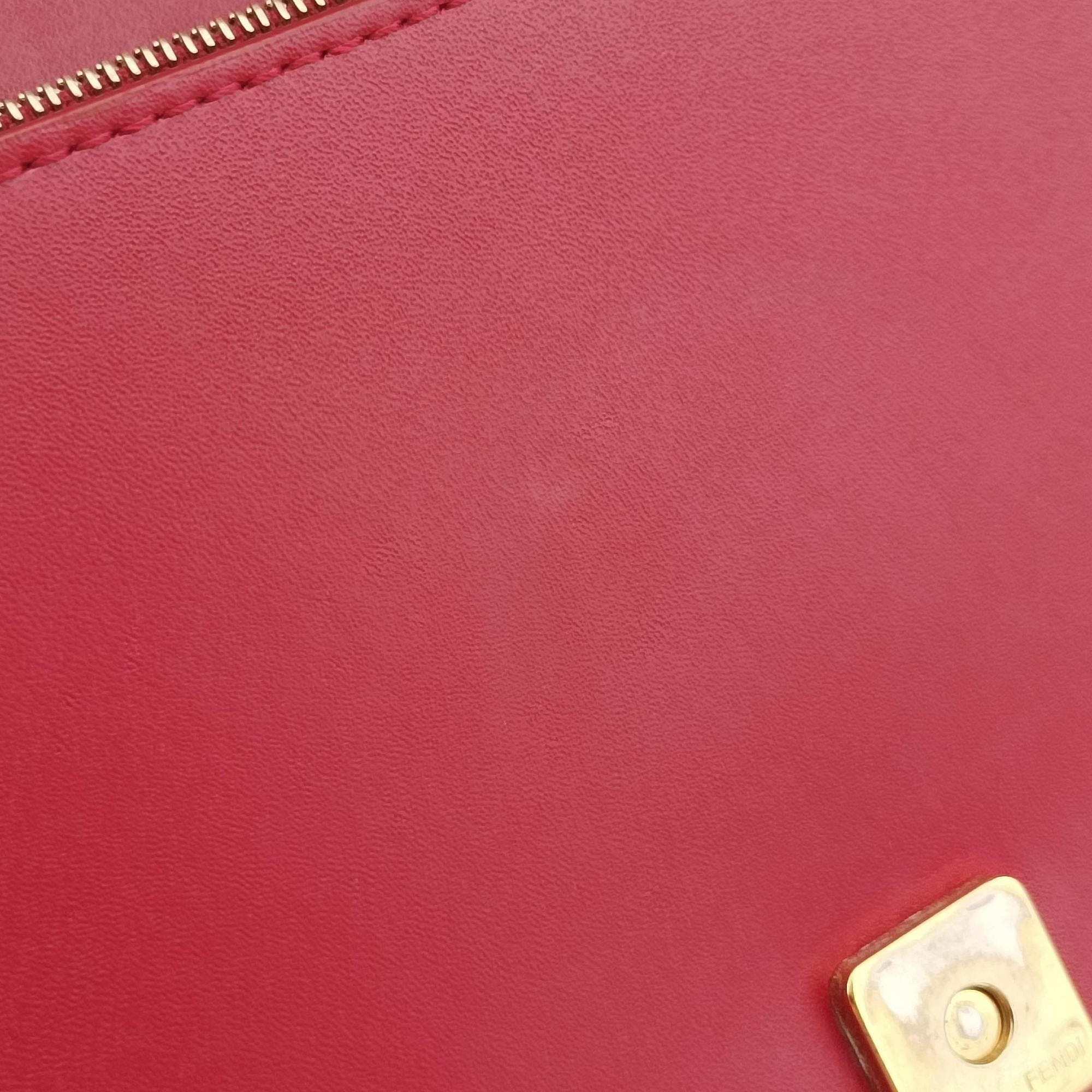 Pre-owned Fendi Kan I F Logo Red Leather 8BS004 shoulderbag | stylenewstar