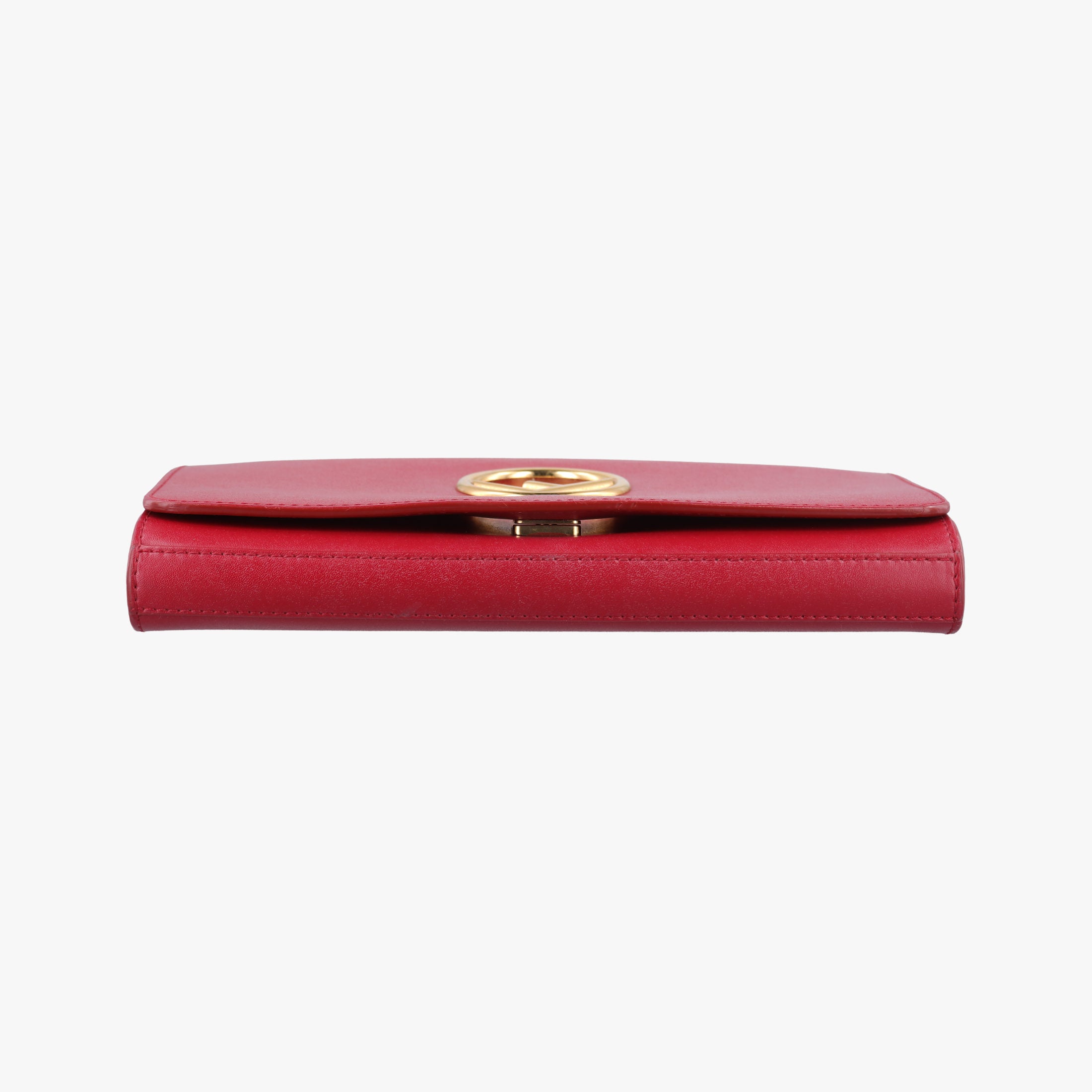 Pre-owned Fendi Kan I F Logo Red Leather 8BS004 shoulderbag | stylenewstar