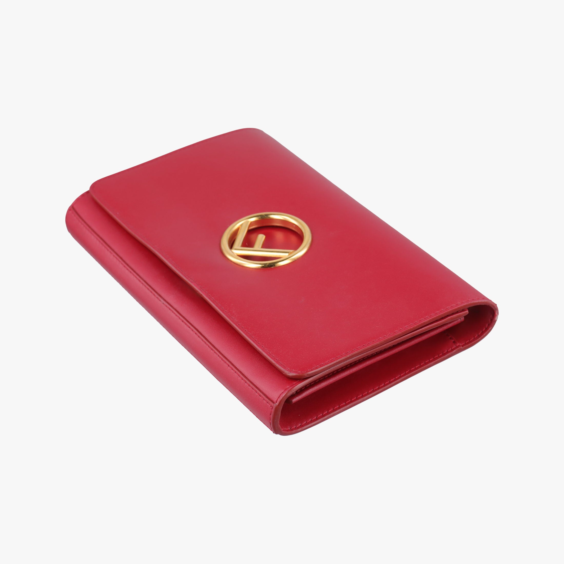 Pre-owned Fendi Kan I F Logo Red Leather 8BS004 shoulderbag | stylenewstar