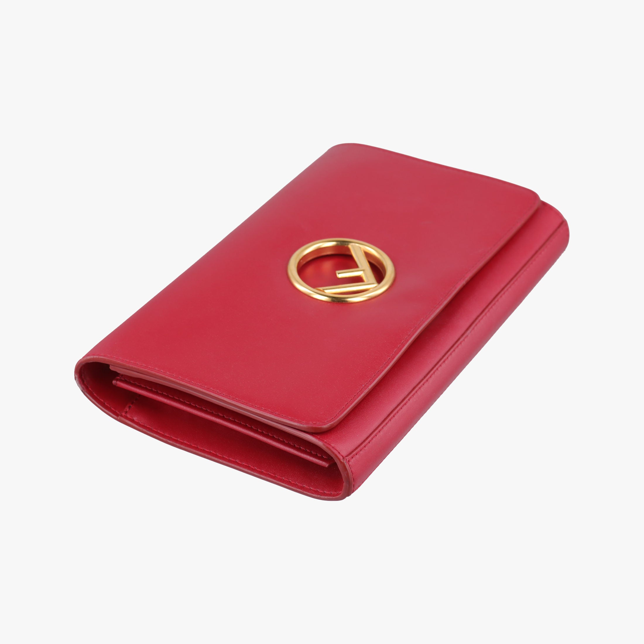 Pre-owned Fendi Kan I F Logo Red Leather 8BS004 shoulderbag | stylenewstar
