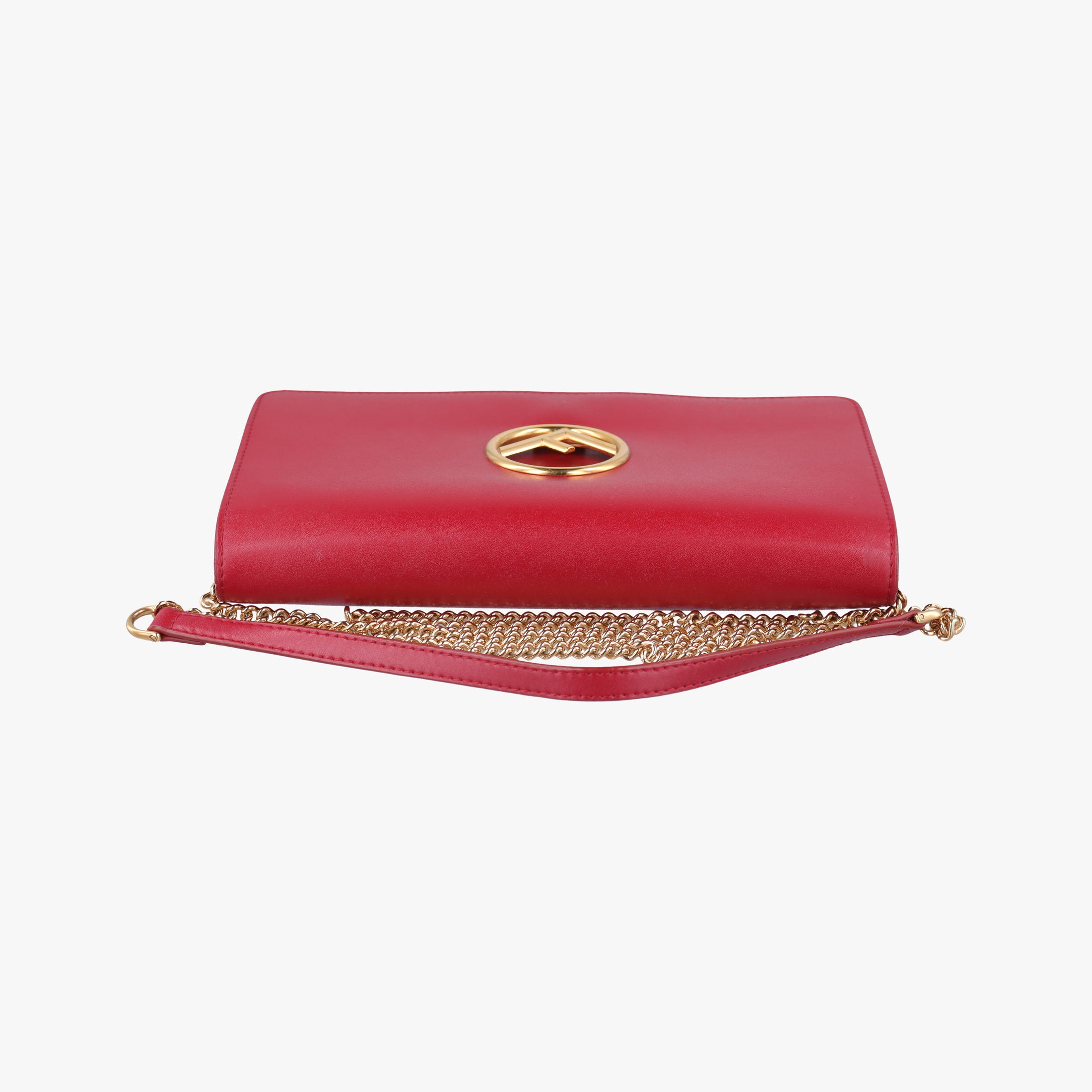 Pre-owned Fendi Kan I F Logo Red Leather 8BS004 shoulderbag | stylenewstar