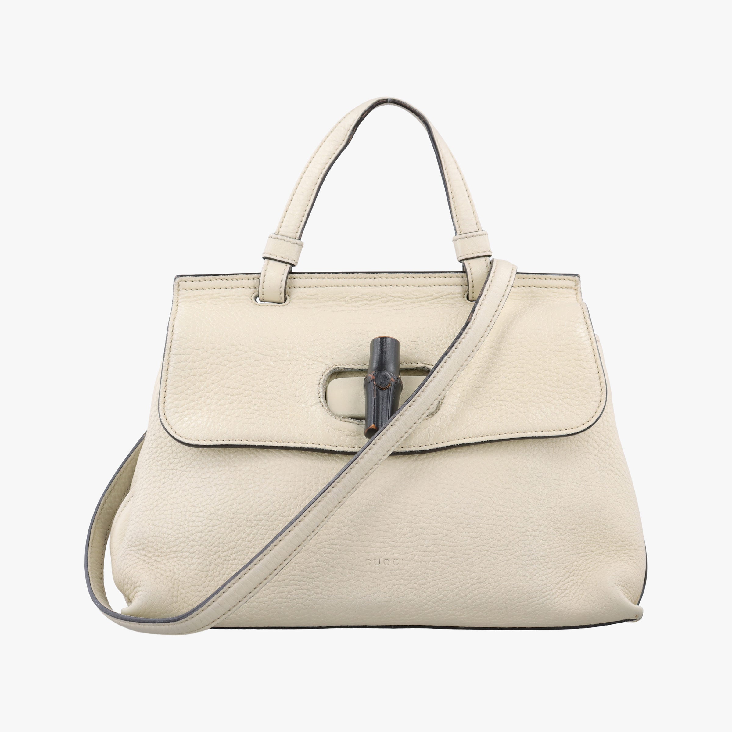 Pre-owned Gucci Bamboo Daily White Leather 370831 shoulderbag | stylenewstar