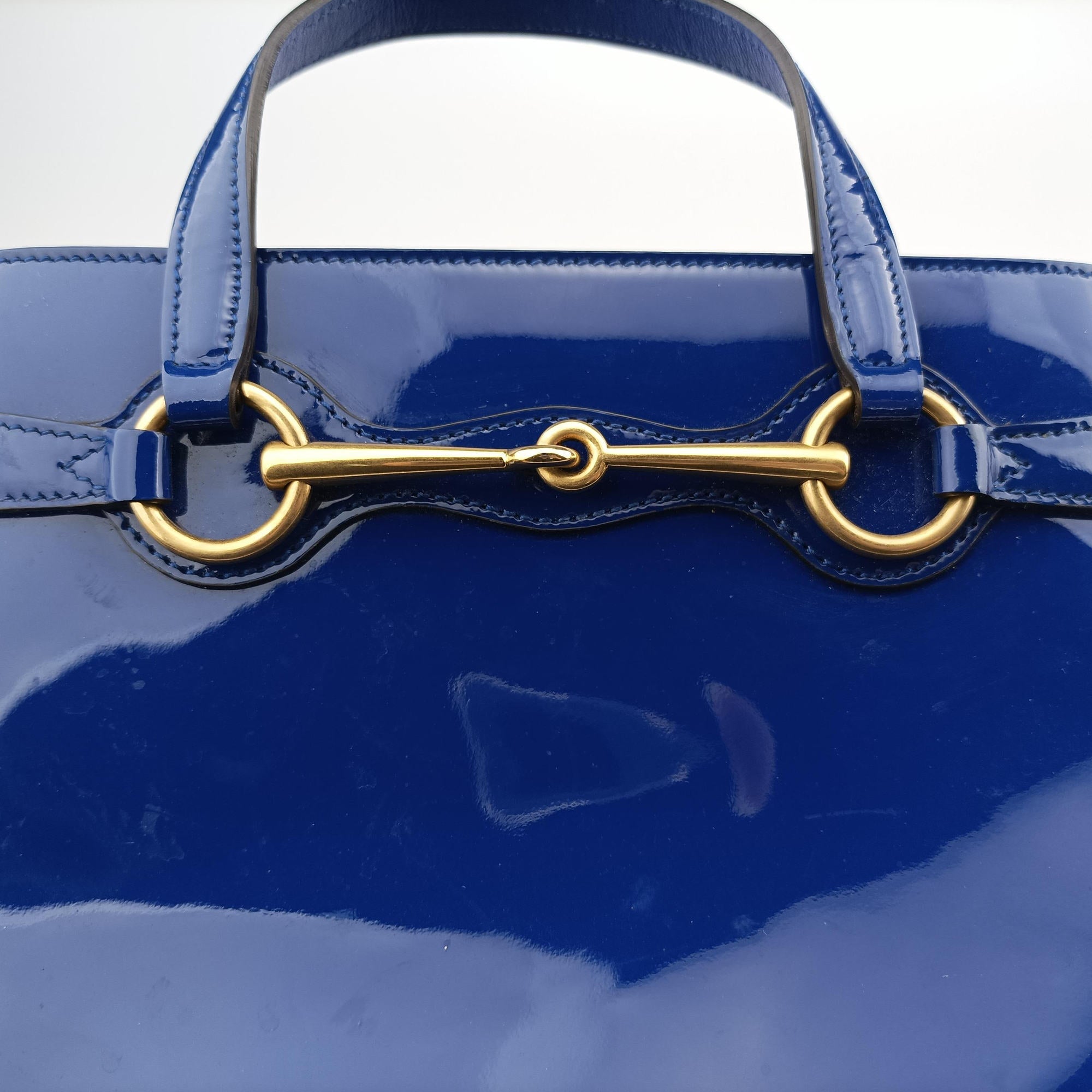 Vintage Gucci Bright Bit Blue Patent Leather 371925 shoulderbag | stylenewstar