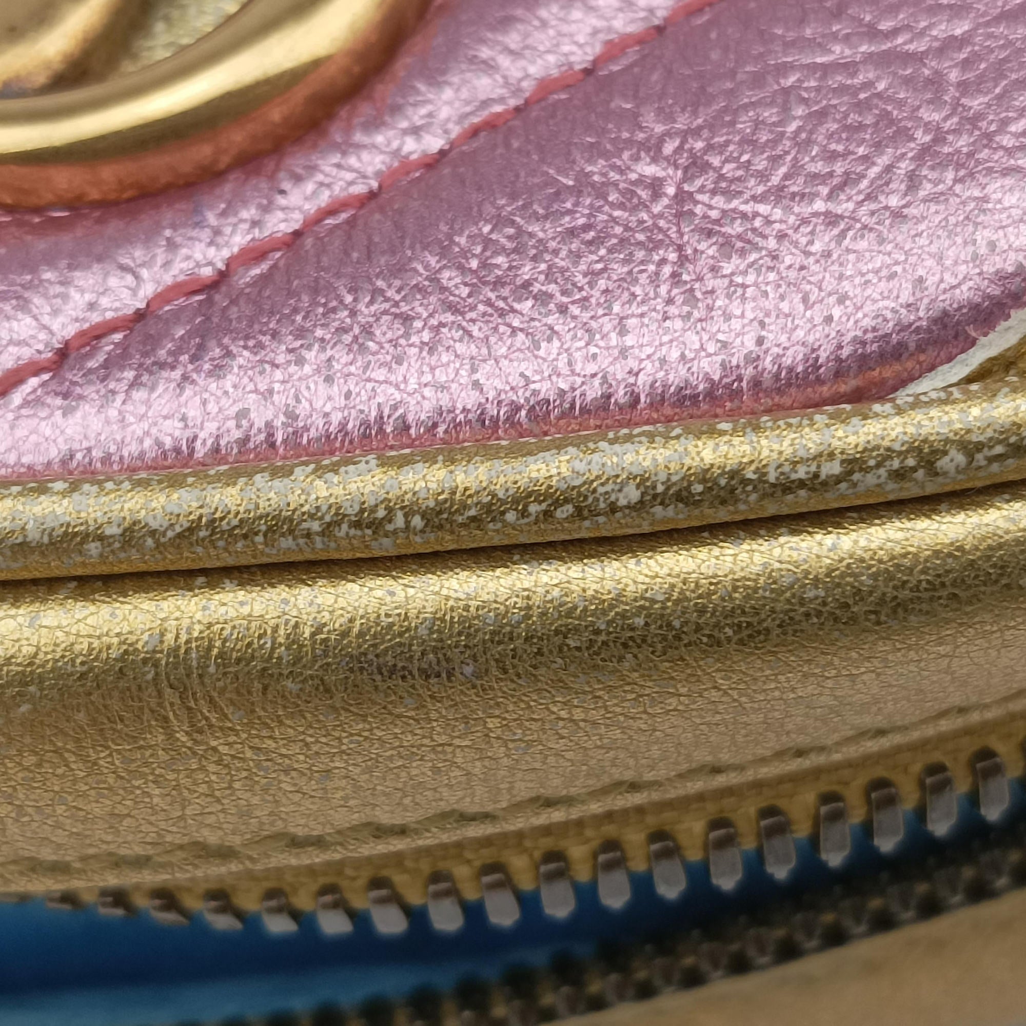 Pre-owned Gucci GG Marmont Golden×pink Leather 476434 bum bag/waist bag | stylenewstar