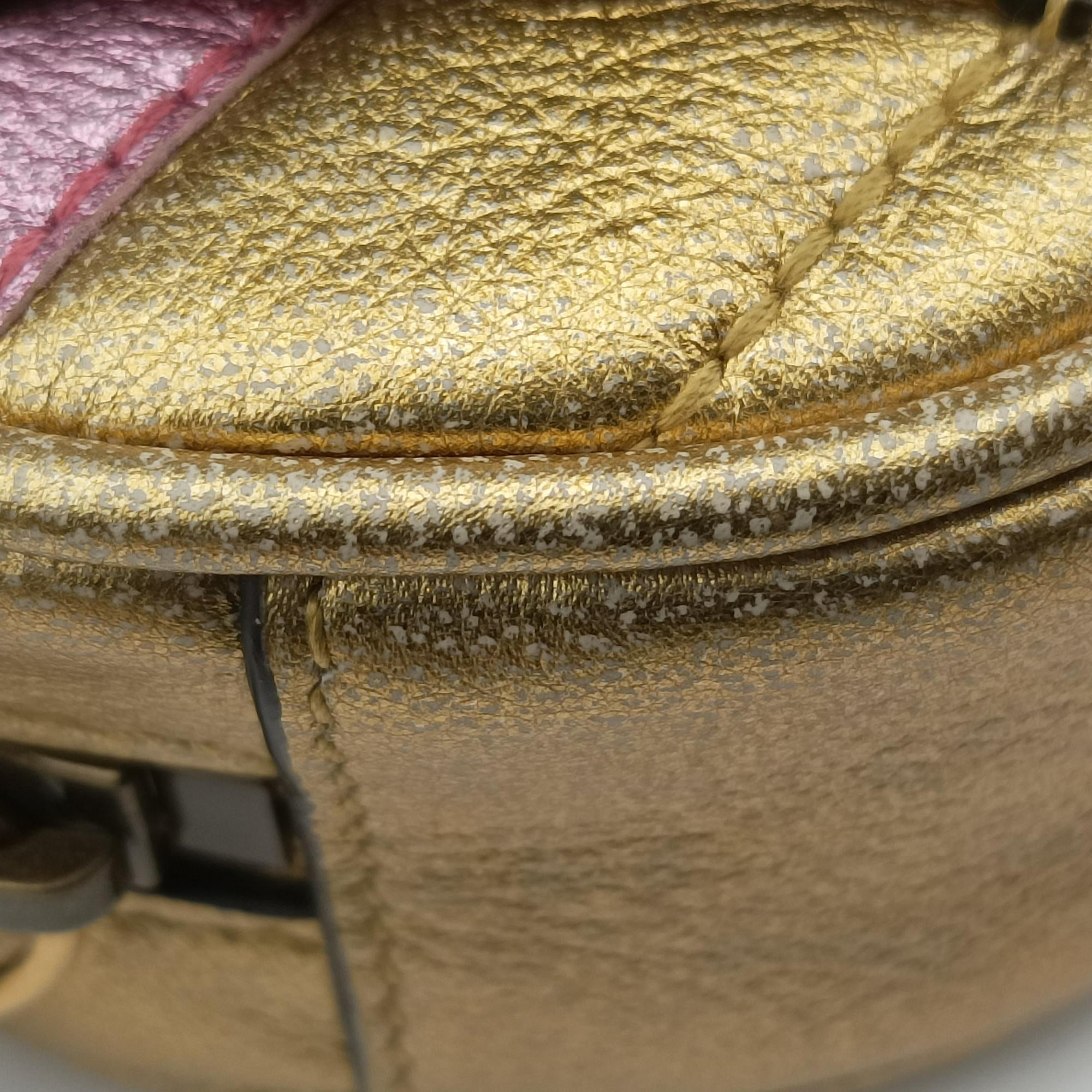 Pre-owned Gucci GG Marmont Golden×pink Leather 476434 bum bag/waist bag | stylenewstar