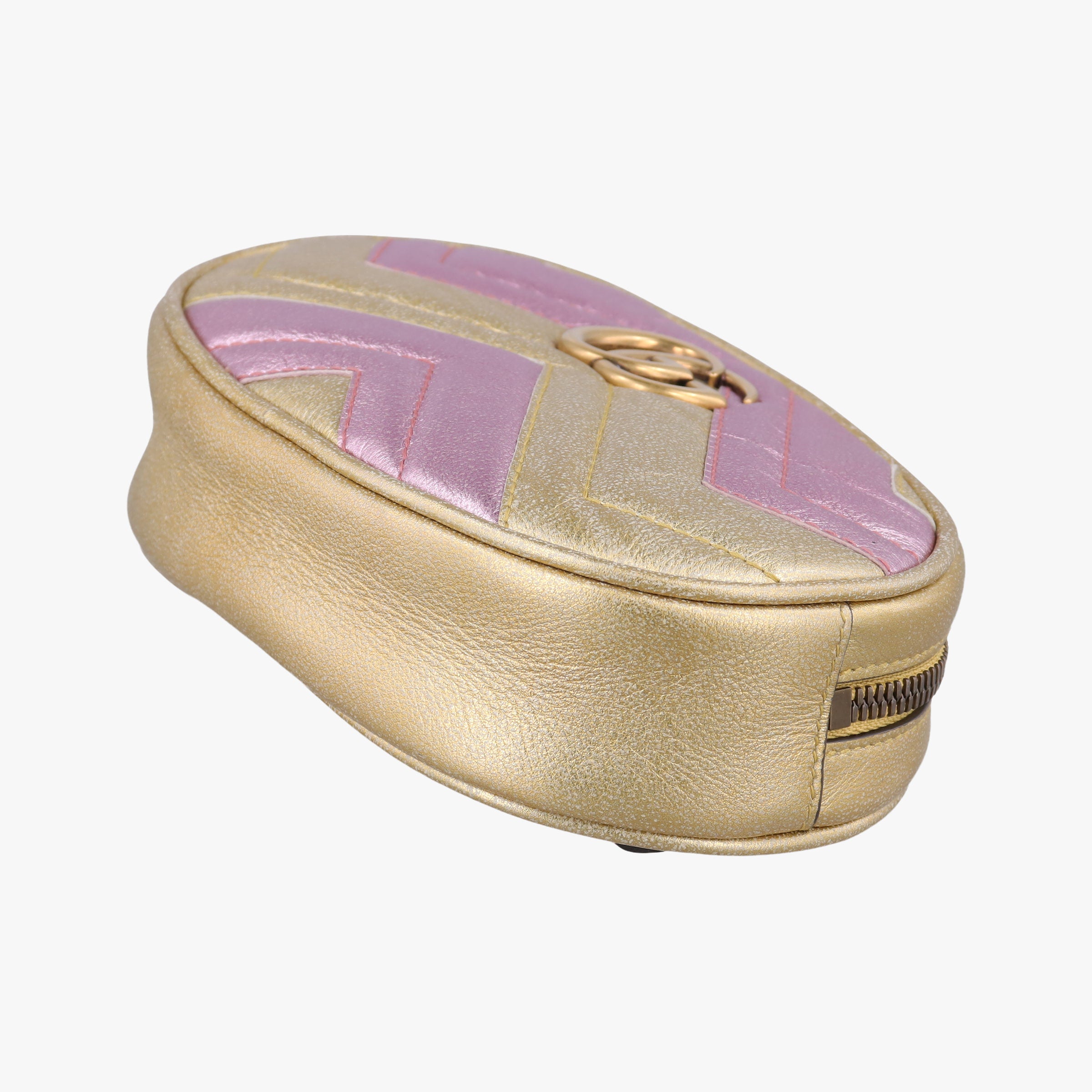Pre-owned Gucci GG Marmont Golden×pink Leather 476434 bum bag/waist bag | stylenewstar