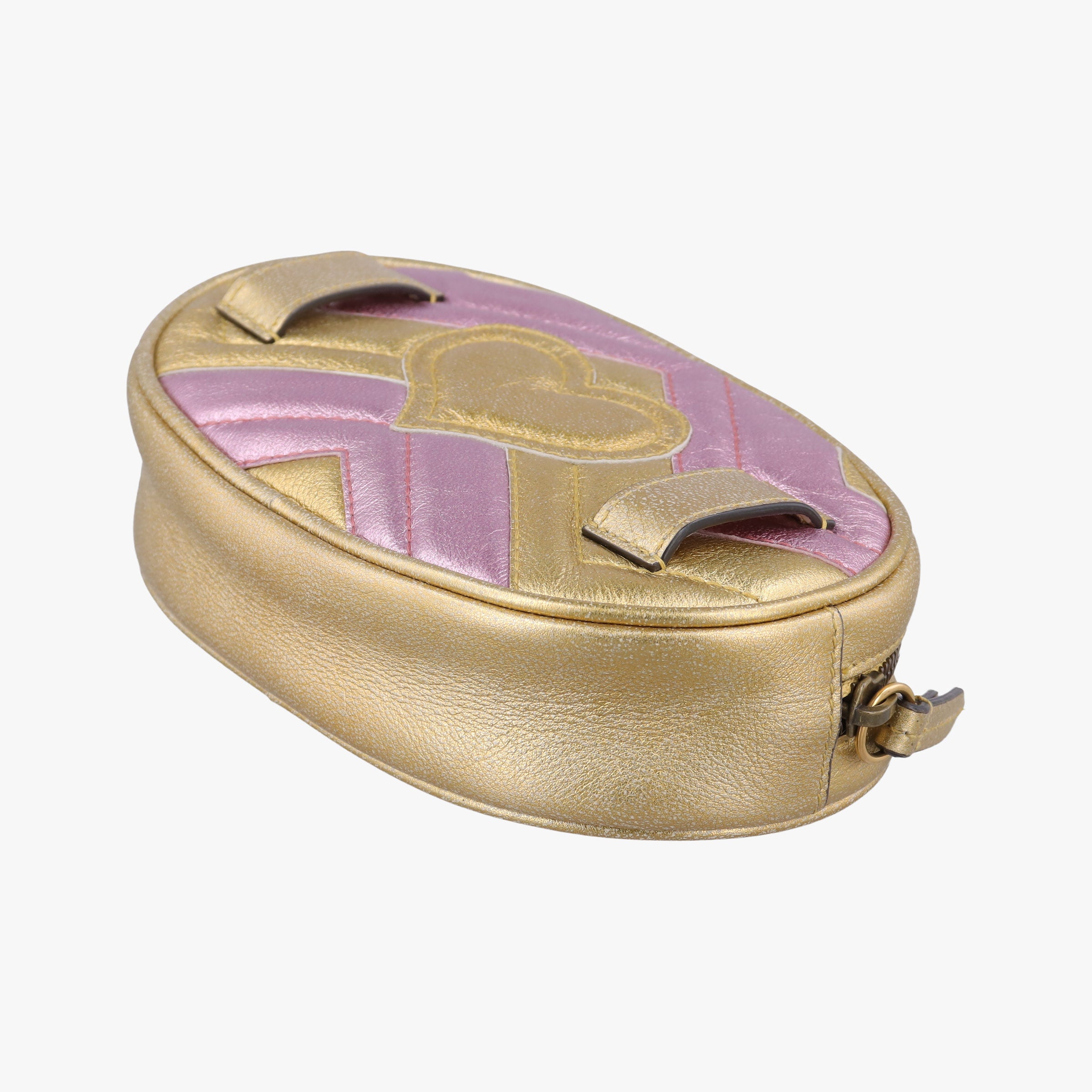 Pre-owned Gucci GG Marmont Golden×pink Leather 476434 bum bag/waist bag | stylenewstar