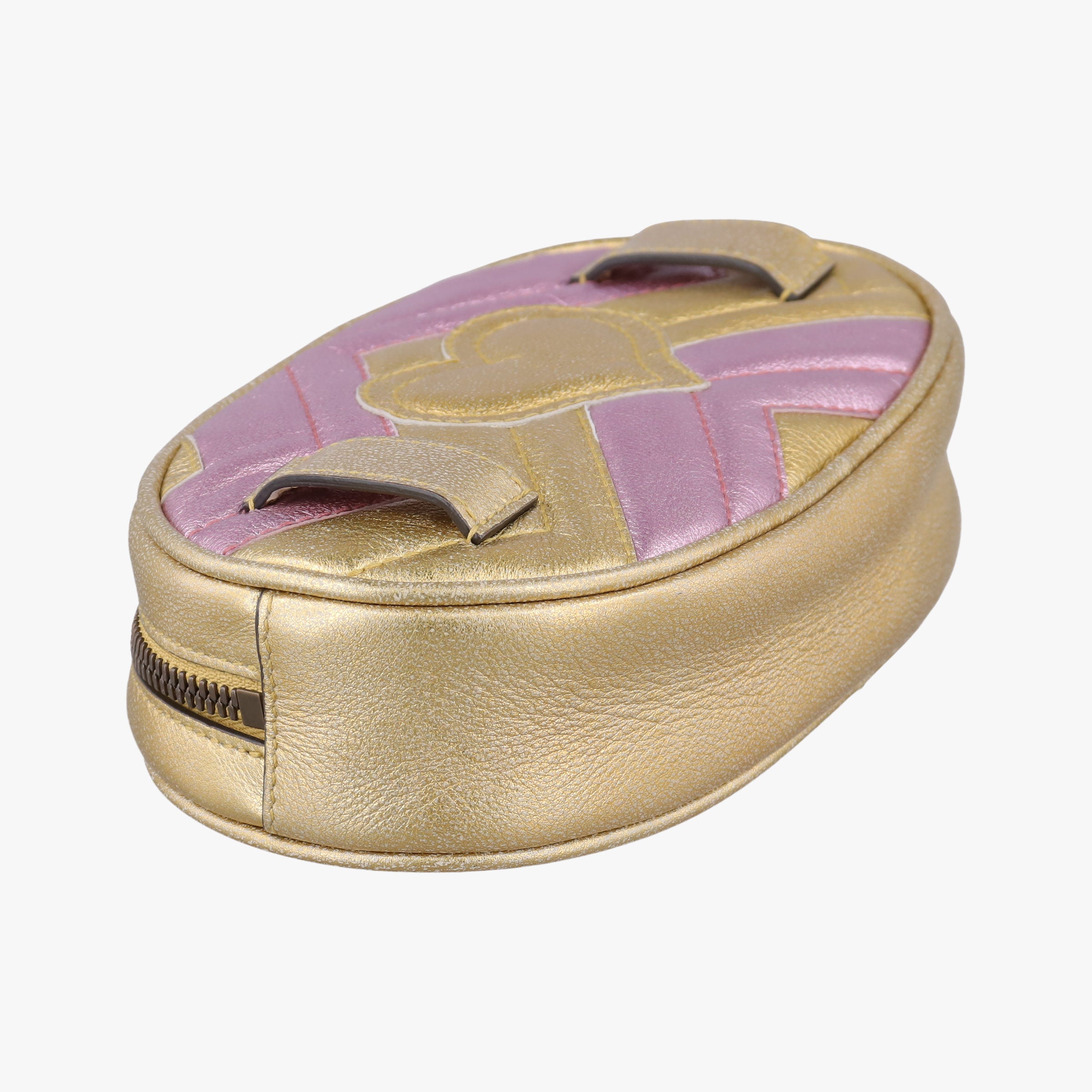Pre-owned Gucci GG Marmont Golden×pink Leather 476434 bum bag/waist bag | stylenewstar