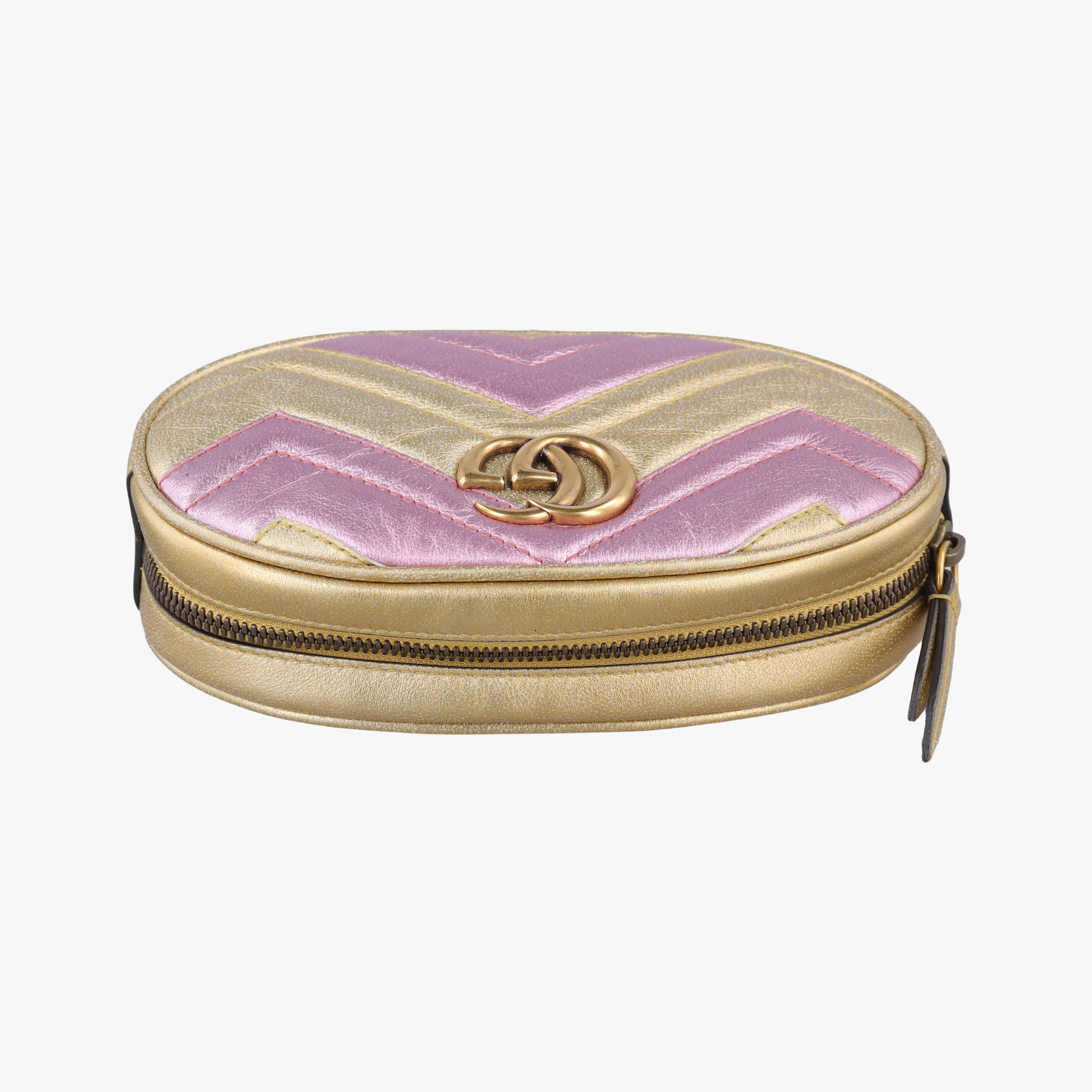 Pre-owned Gucci GG Marmont Golden×pink Leather 476434 bum bag/waist bag | stylenewstar
