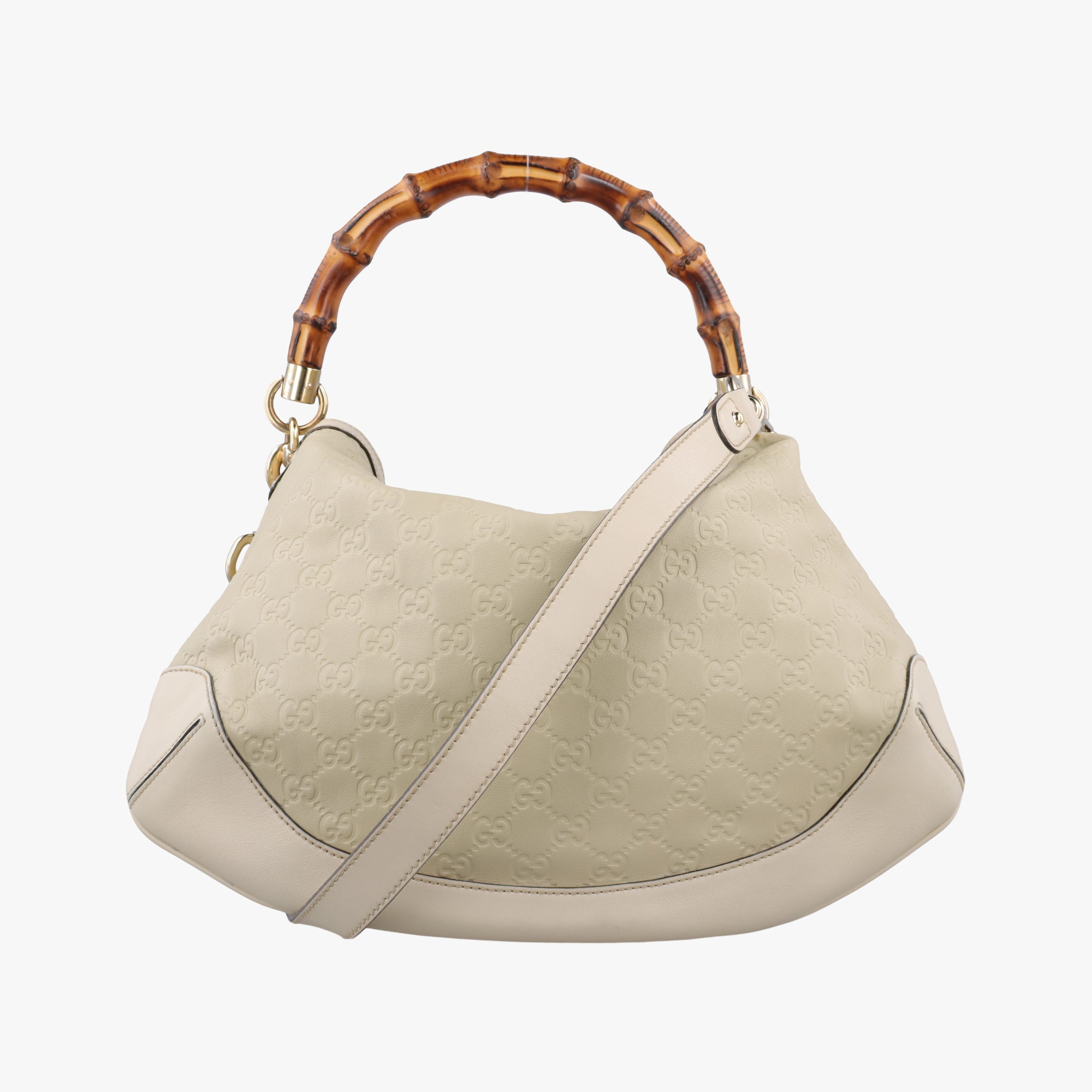 Pre-owned Gucci Bamboo White Leather 169961 shoulderbag | stylenewstar