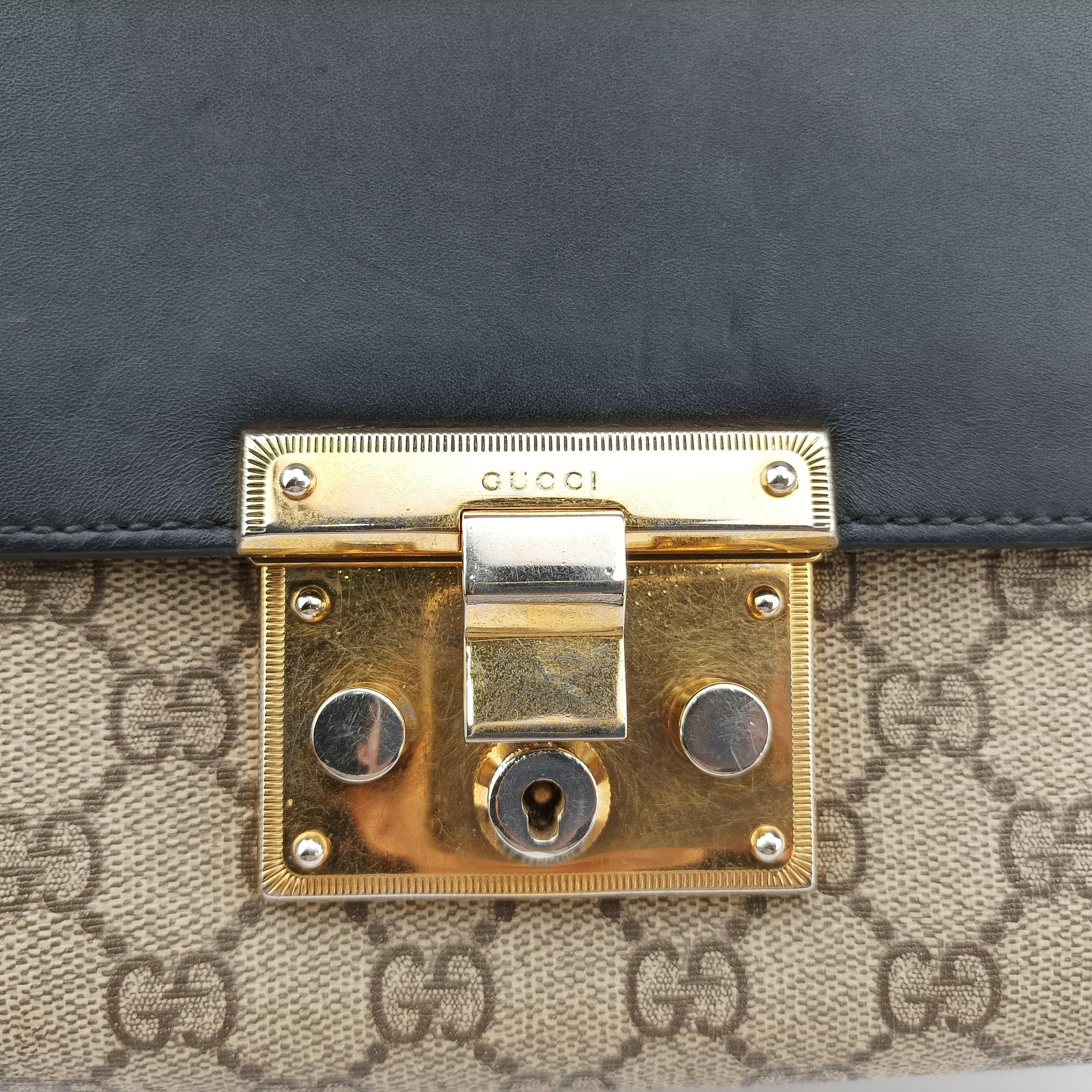 Secondhand Gucci Padlock Black× Multi PVC coated canvas×Leather 409486 shoulderbag | stylenewstar