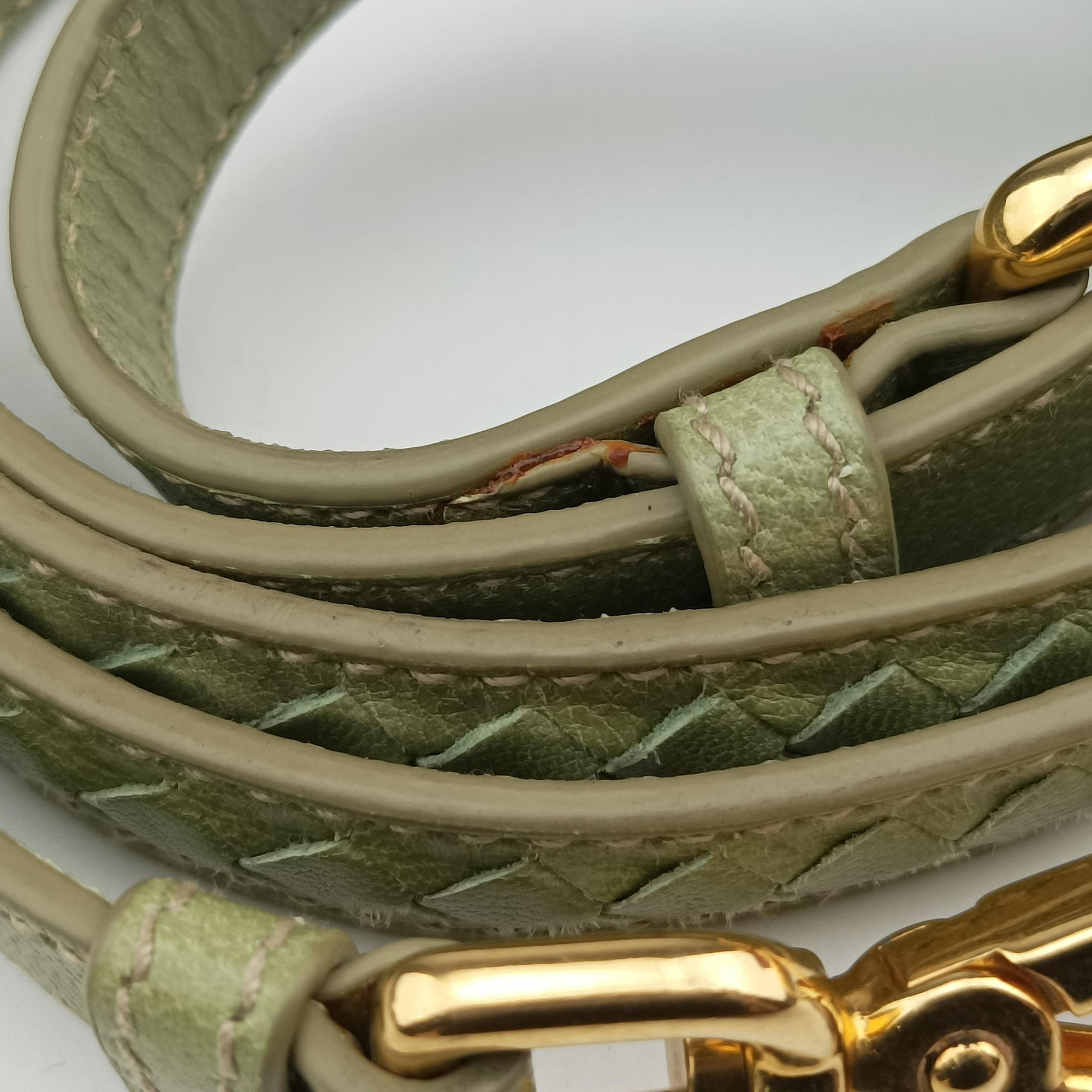 Pre-owned Prada MADRAS Green Leather BN2222 shoulderbag | stylenewstar