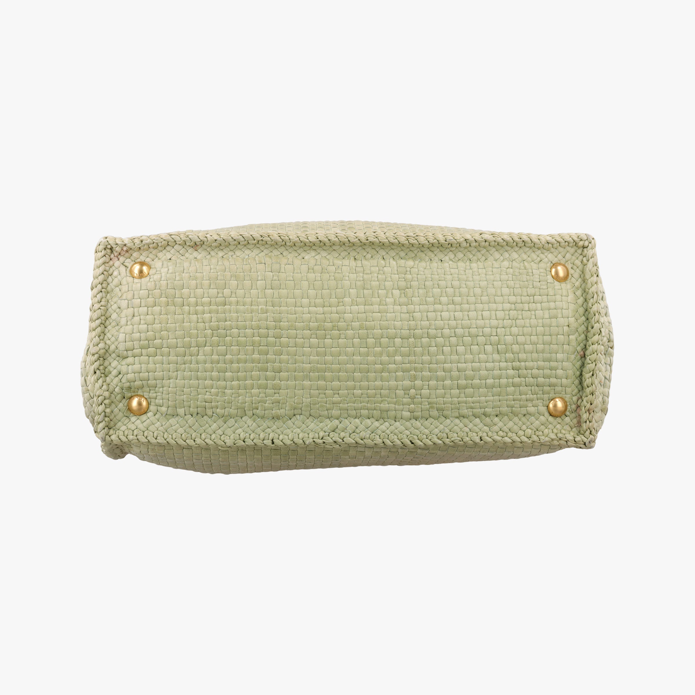 Pre-owned Prada MADRAS Green Leather BN2222 shoulderbag | stylenewstar