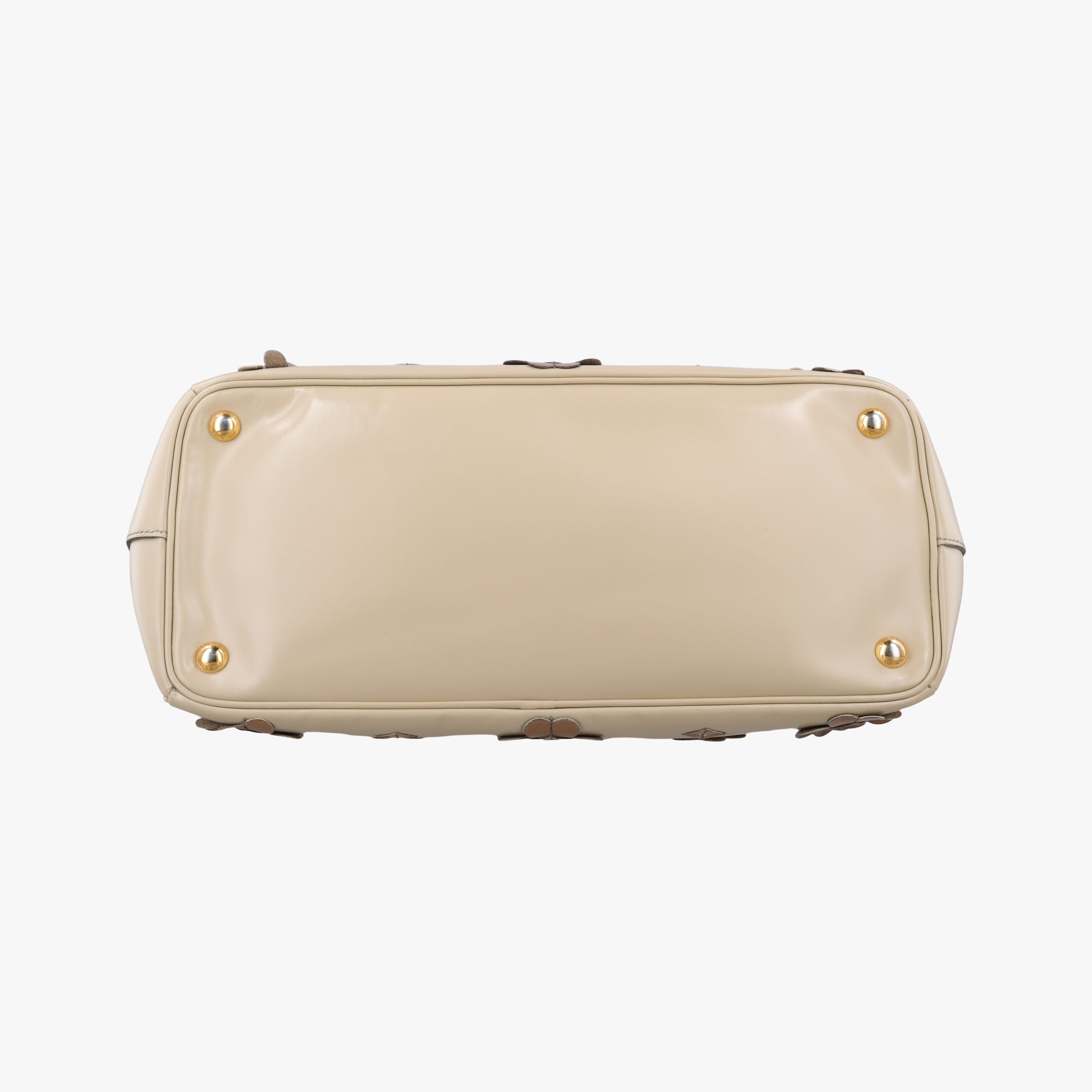 Pre-owned Prada Galleria Flowers Double Zip Beige leather B2274F handbag | stylenewstar