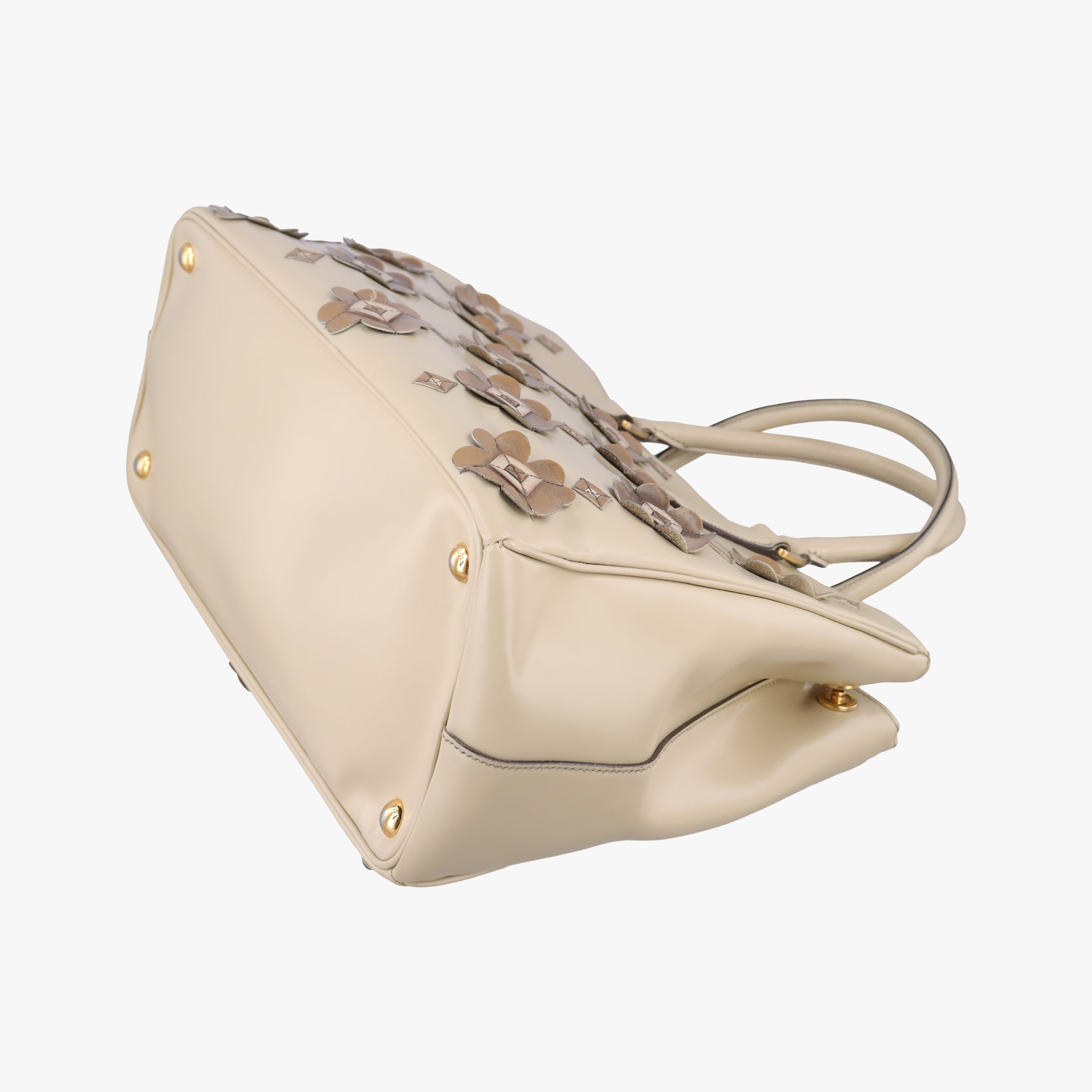 Pre-owned Prada Galleria Flowers Double Zip Beige leather B2274F handbag | stylenewstar