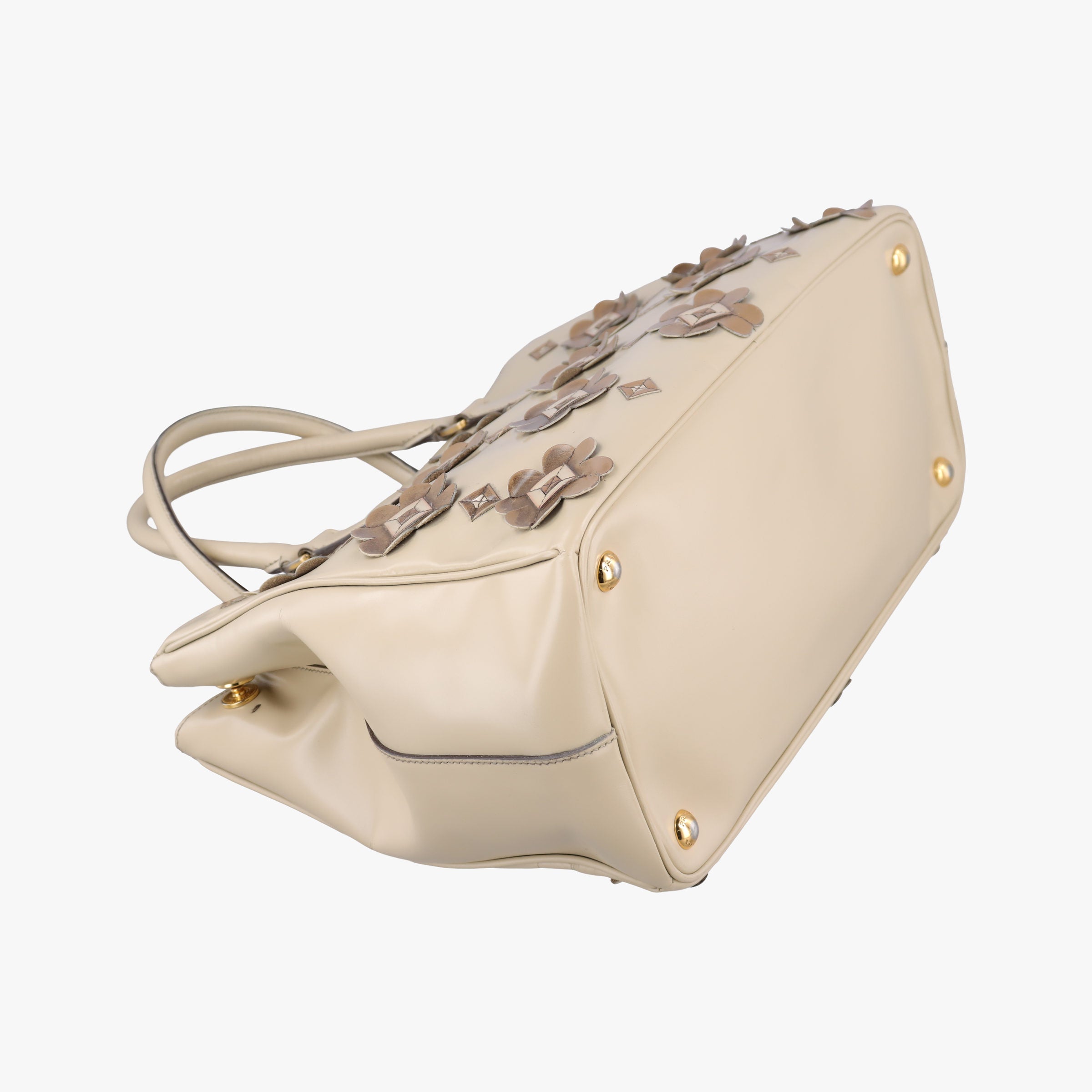 Pre-owned Prada Galleria Flowers Double Zip Beige leather B2274F handbag | stylenewstar