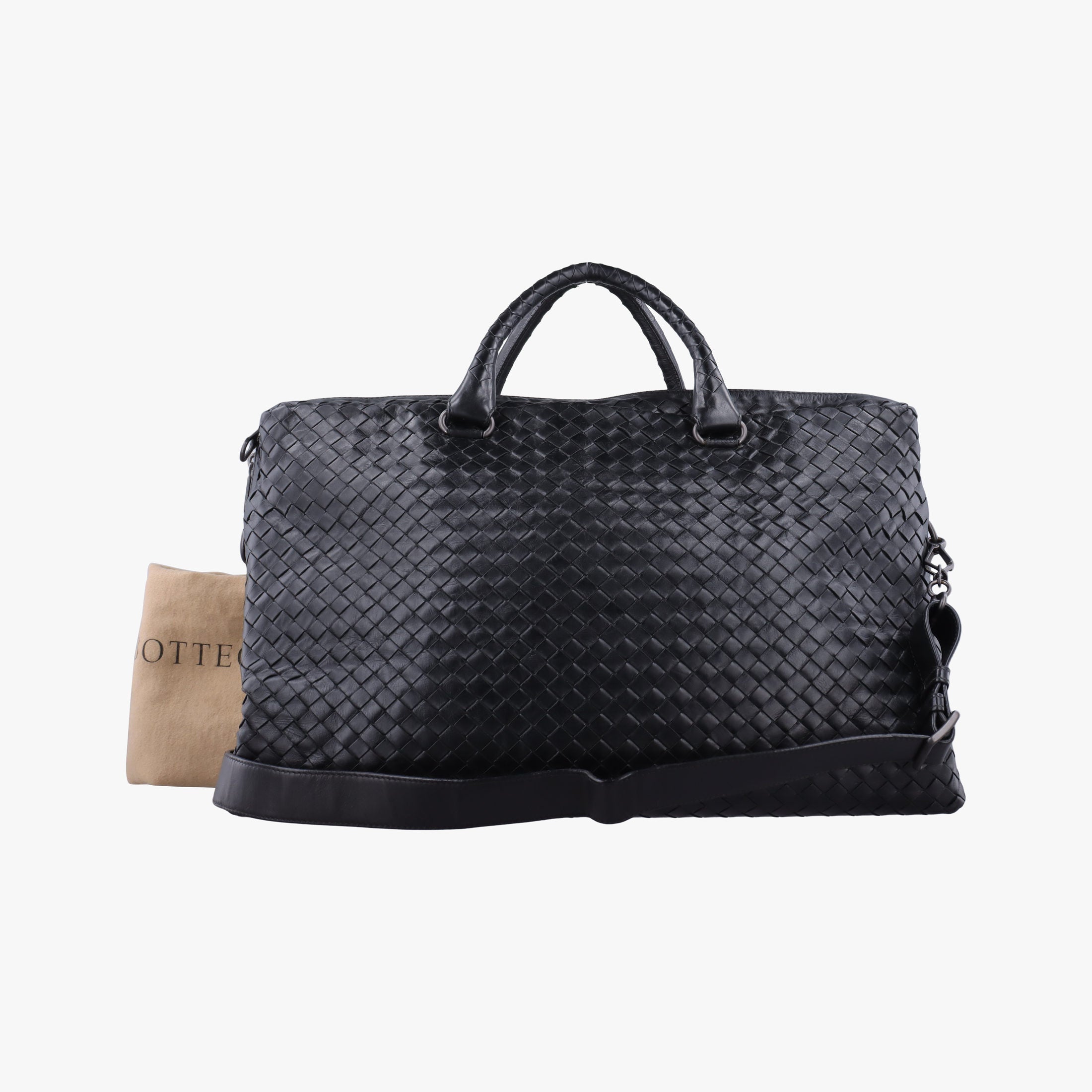 Pre-owned Bottega Veneta Intrecciato Briefcase Black Lambskin  shoulderbag | stylenewstar