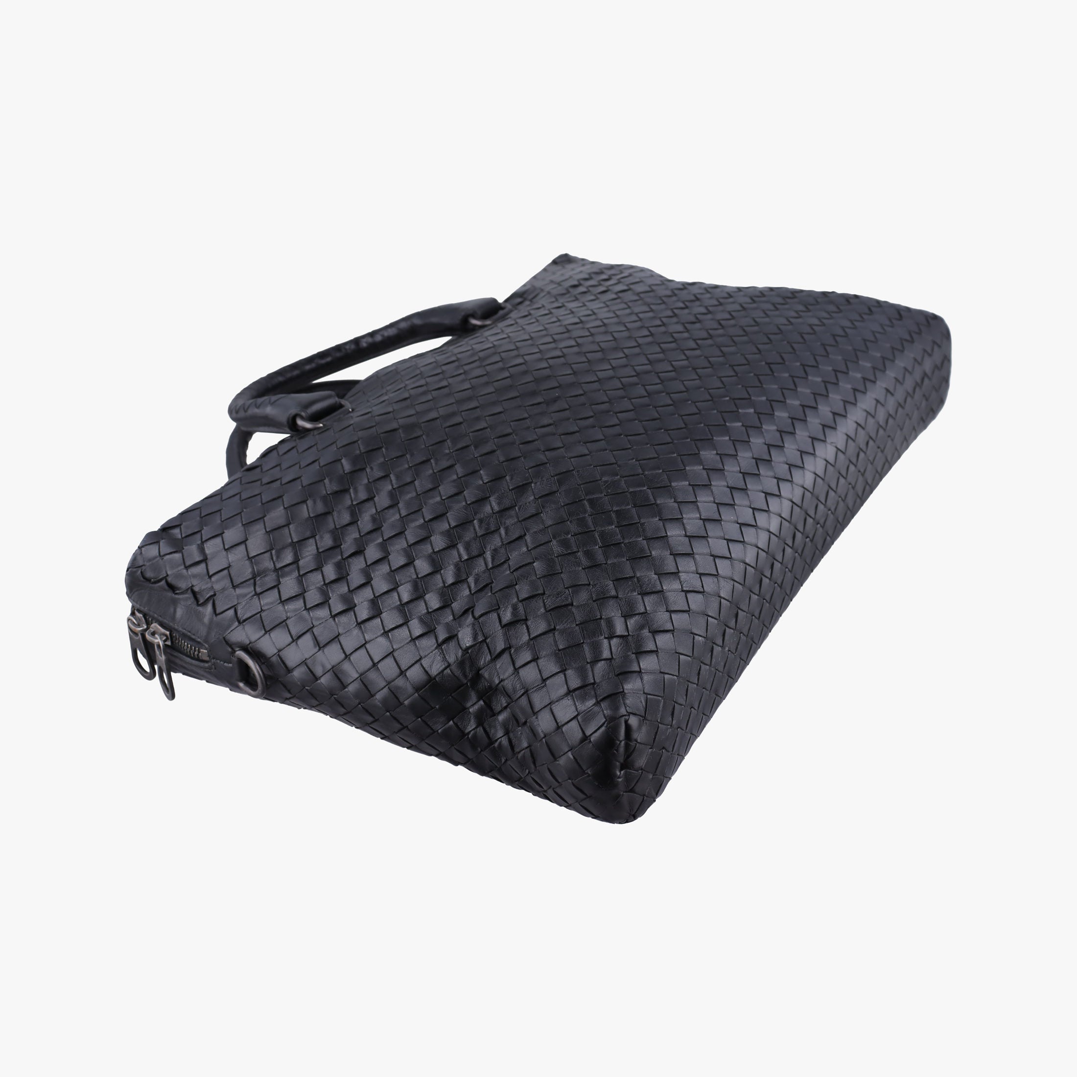 Pre-owned Bottega Veneta Intrecciato Briefcase Black Lambskin  shoulderbag | stylenewstar