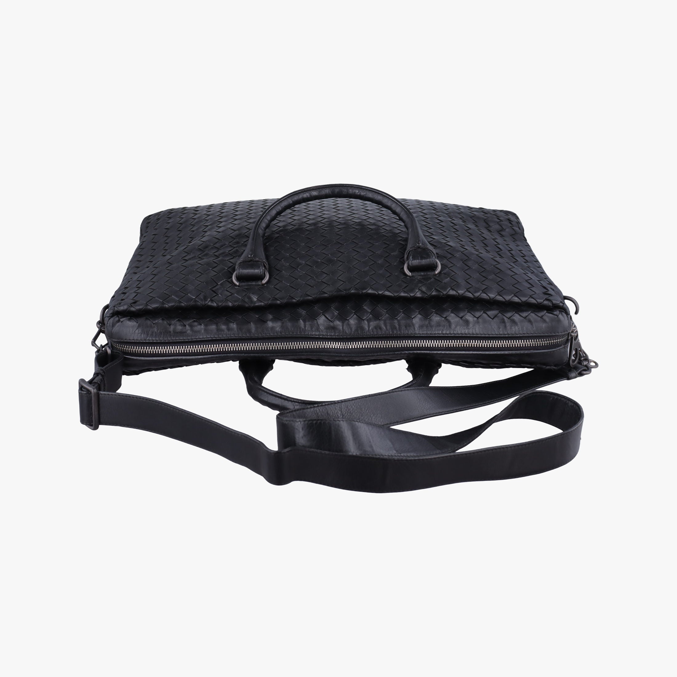Pre-owned Bottega Veneta Intrecciato Briefcase Black Lambskin  shoulderbag | stylenewstar