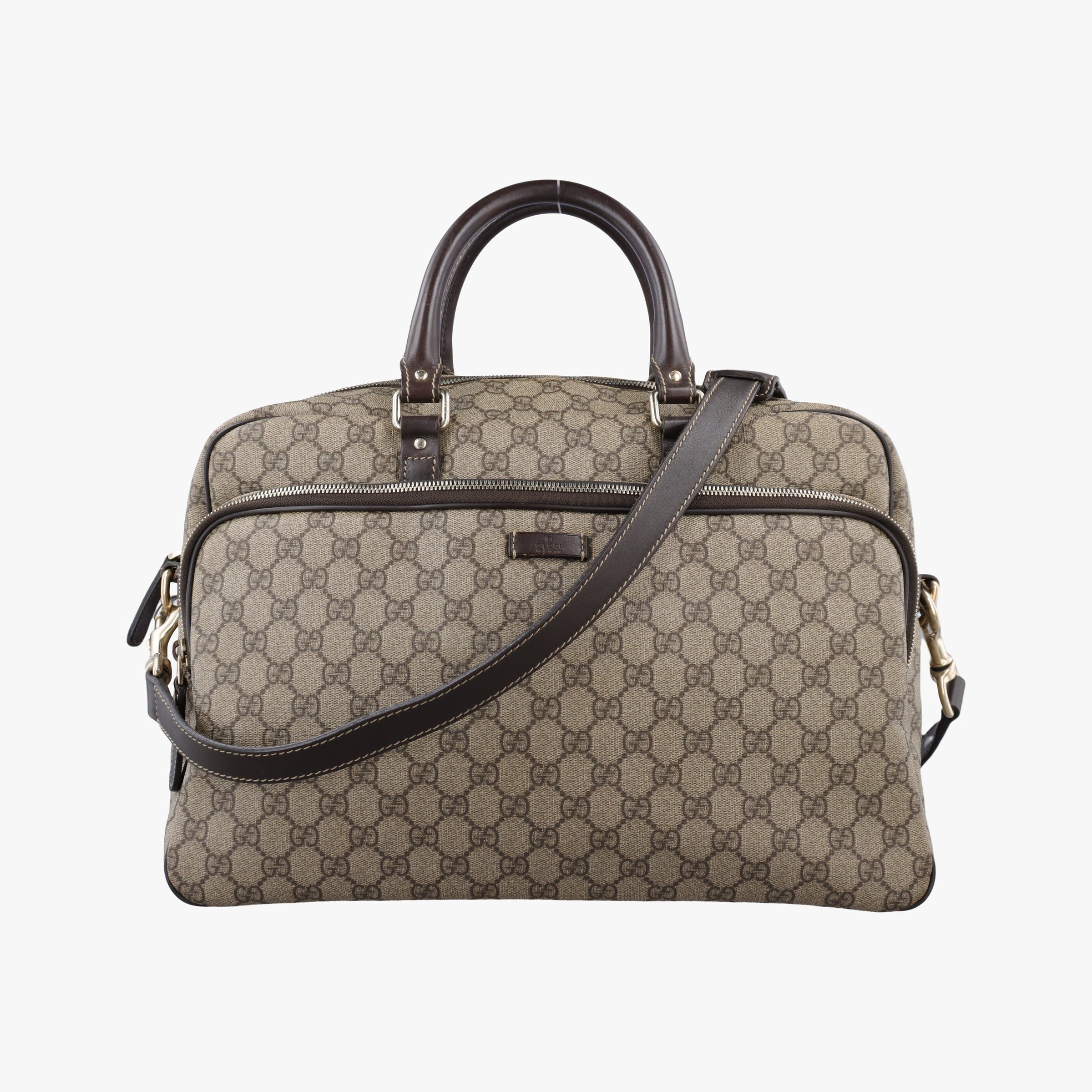 Pre-owned Gucci Business Brown × Beige PVC coated canvas 289892 shoulderbag | stylenewstar