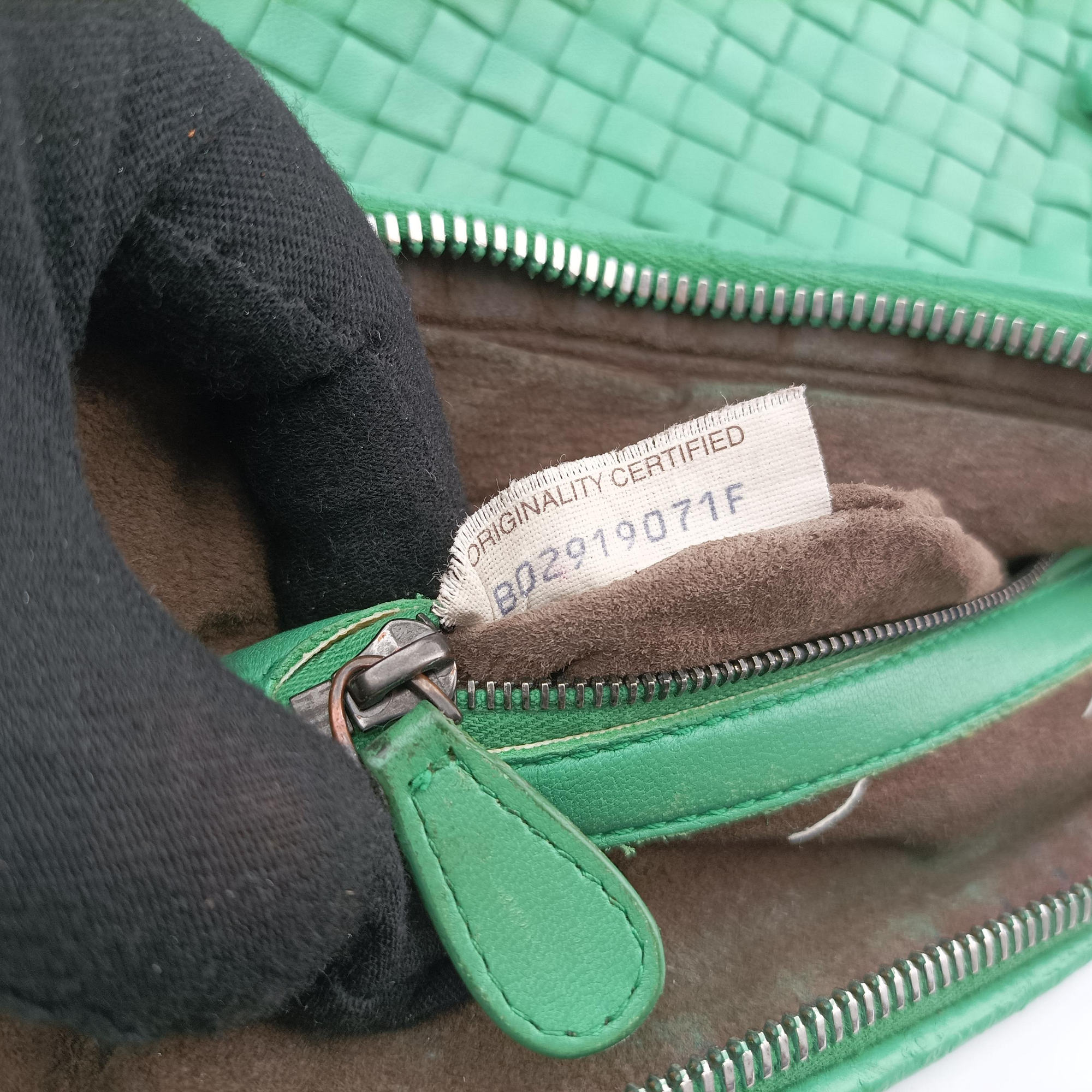 Pre-owned Bottega Veneta NODINI Intrecciato Green lambskin  shoulderbag | stylenewstar