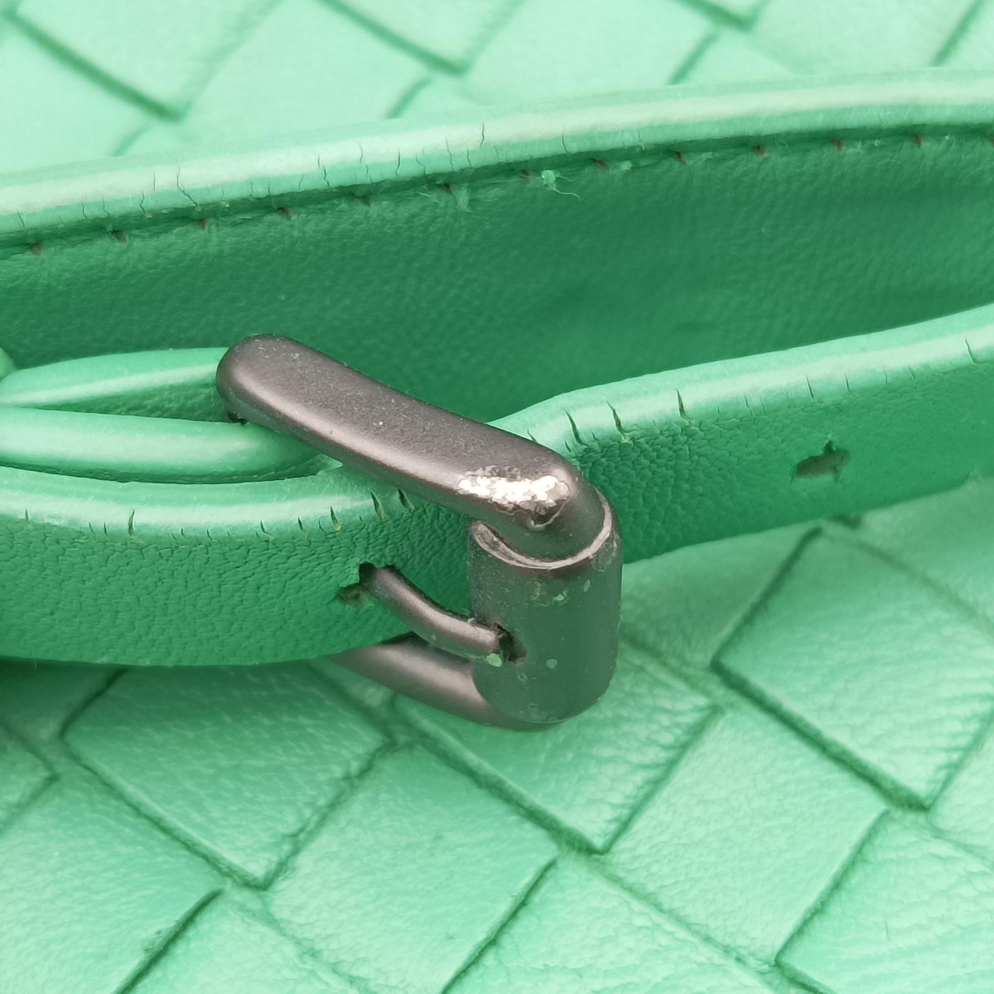 Pre-owned Bottega Veneta NODINI Intrecciato Green lambskin  shoulderbag | stylenewstar