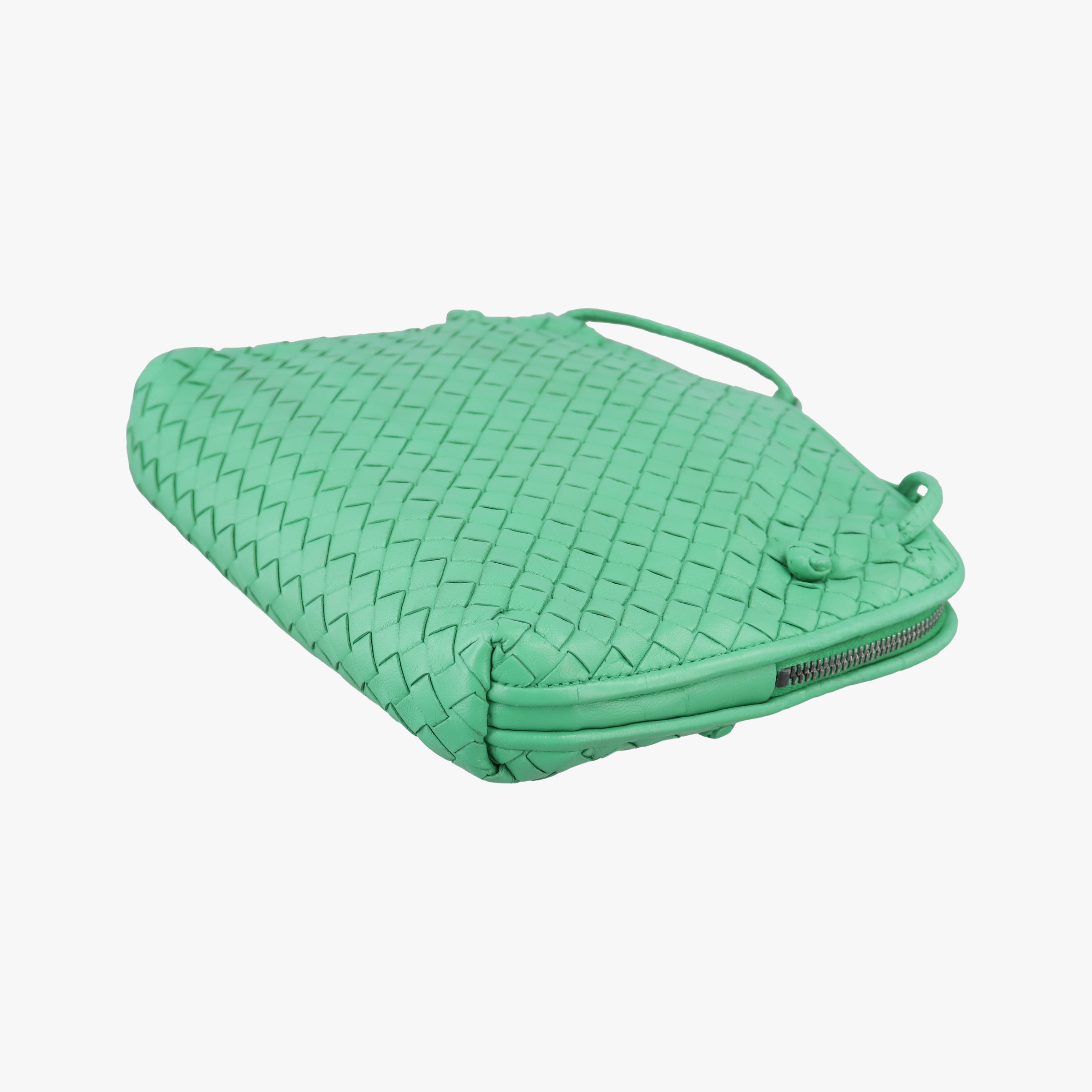 Pre-owned Bottega Veneta NODINI Intrecciato Green lambskin  shoulderbag | stylenewstar