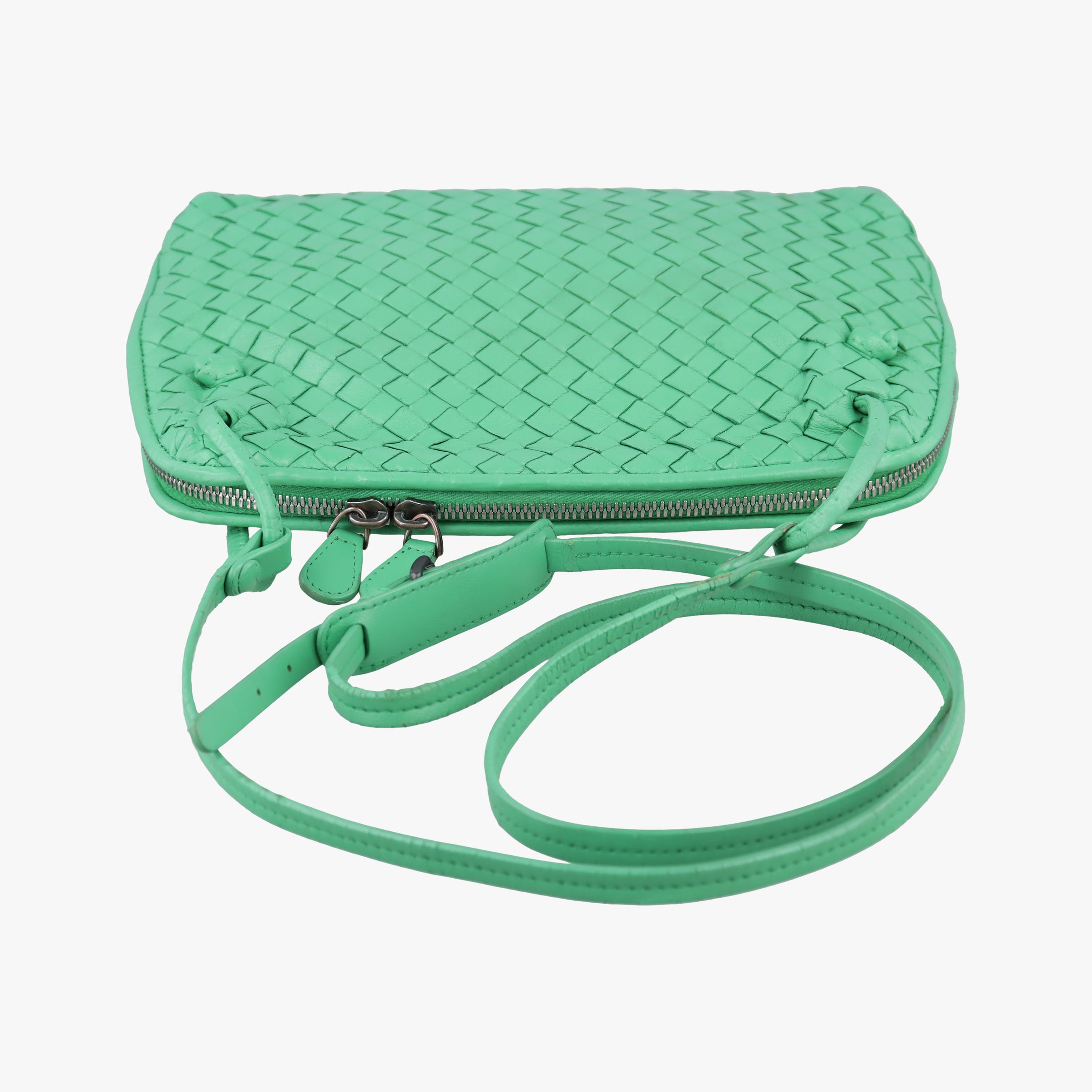 Pre-owned Bottega Veneta NODINI Intrecciato Green lambskin  shoulderbag | stylenewstar