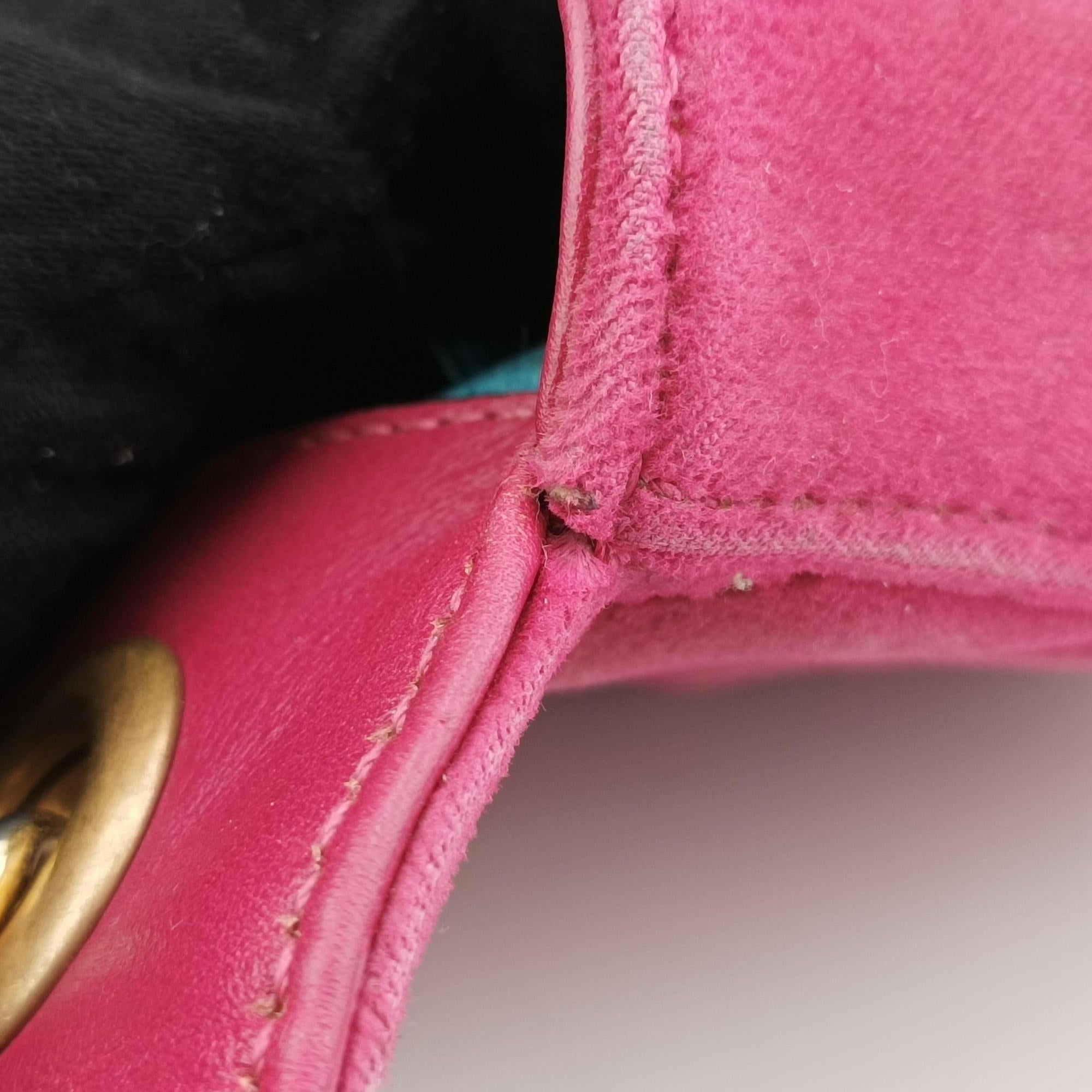 Pre-owned Gucci GG Marmont Pink velour 446744 shoulderbag | stylenewstar