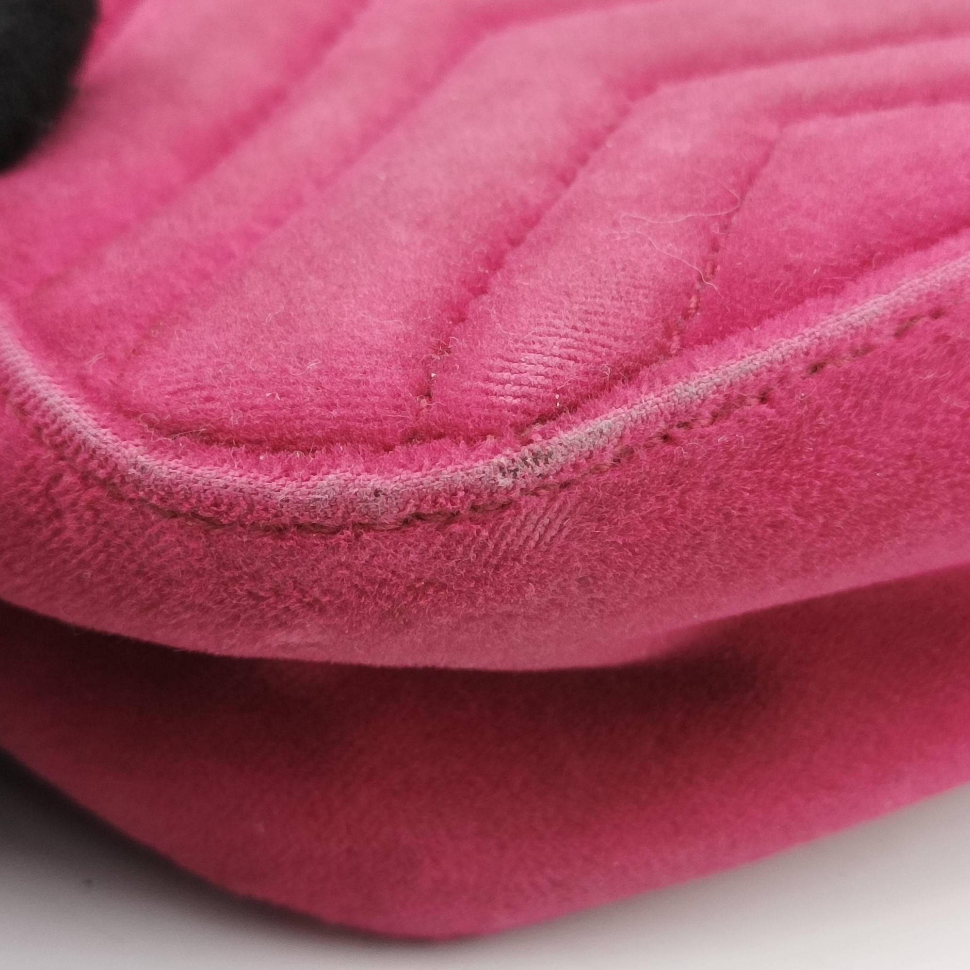 Pre-owned Gucci GG Marmont Pink velour 446744 shoulderbag | stylenewstar