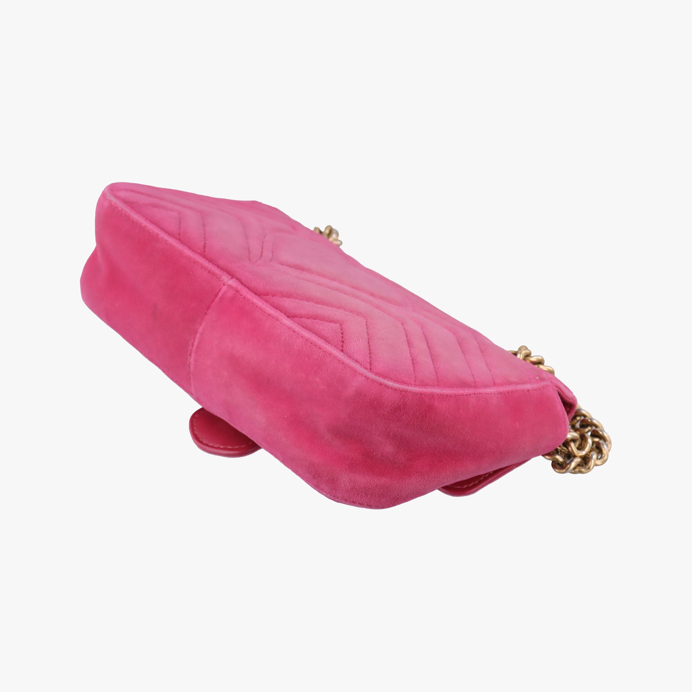 Pre-owned Gucci GG Marmont Pink velour 446744 shoulderbag | stylenewstar
