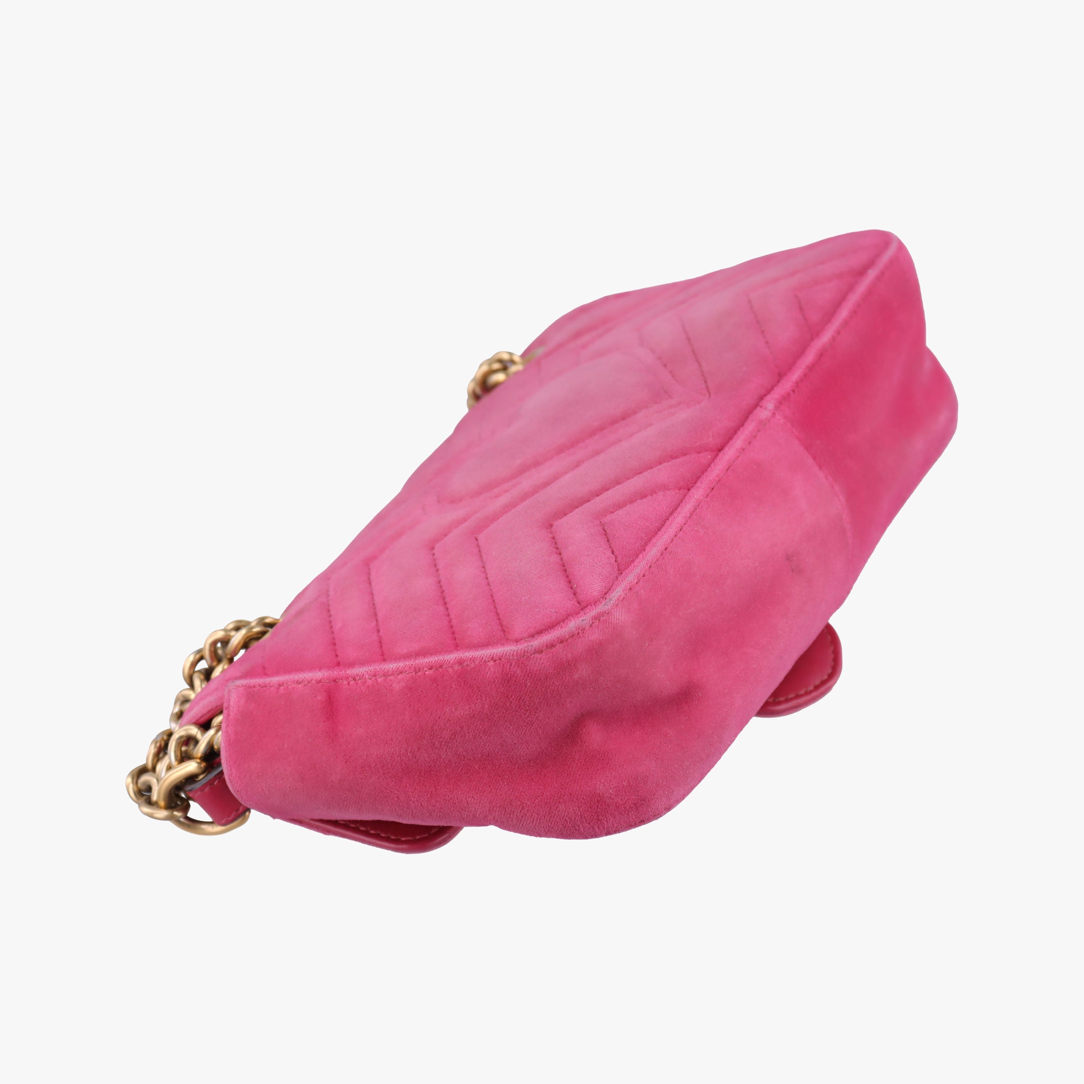 Pre-owned Gucci GG Marmont Pink velour 446744 shoulderbag | stylenewstar