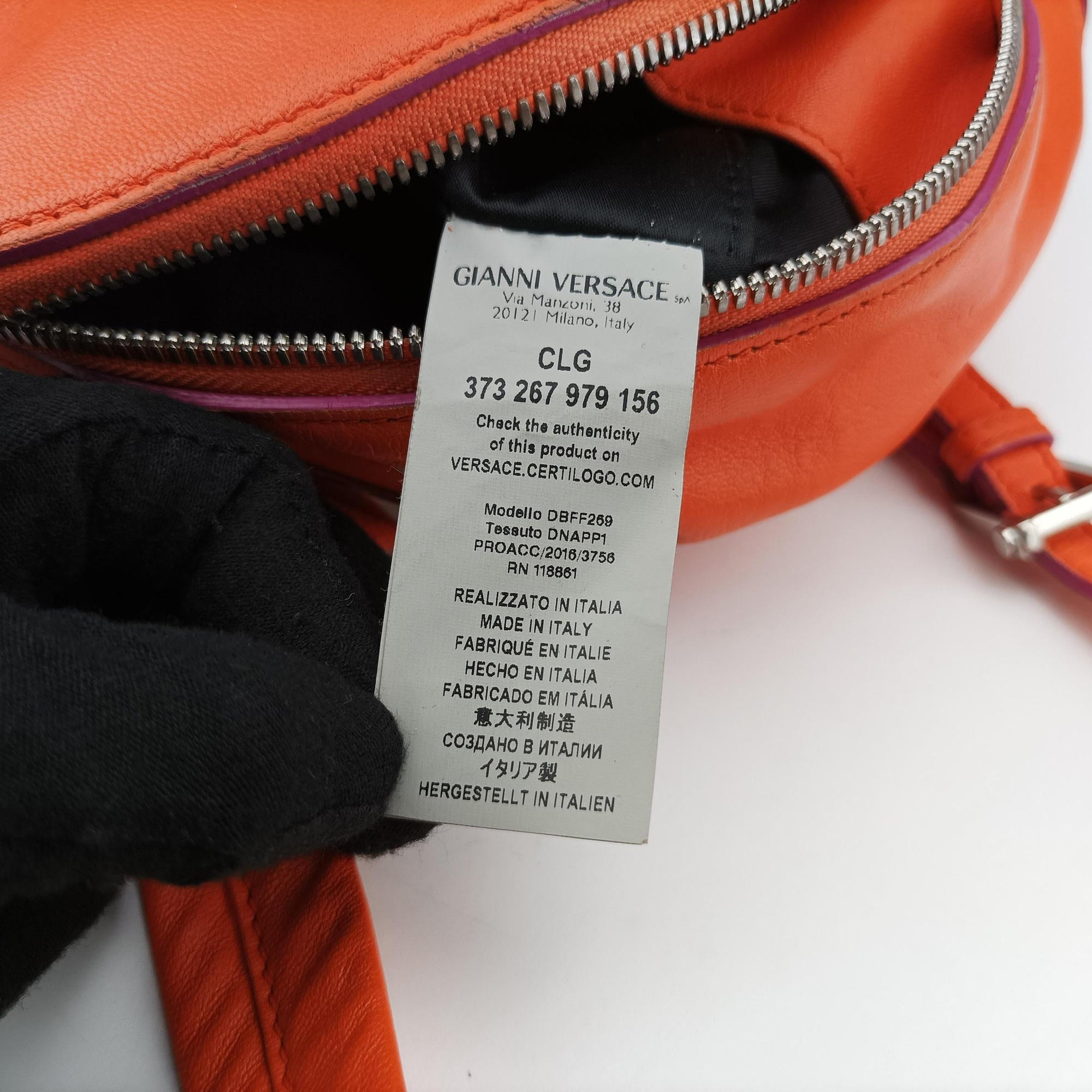 Secondhand VERSACE Medusa Orange Leather  backpack/rucksack | stylenewstar