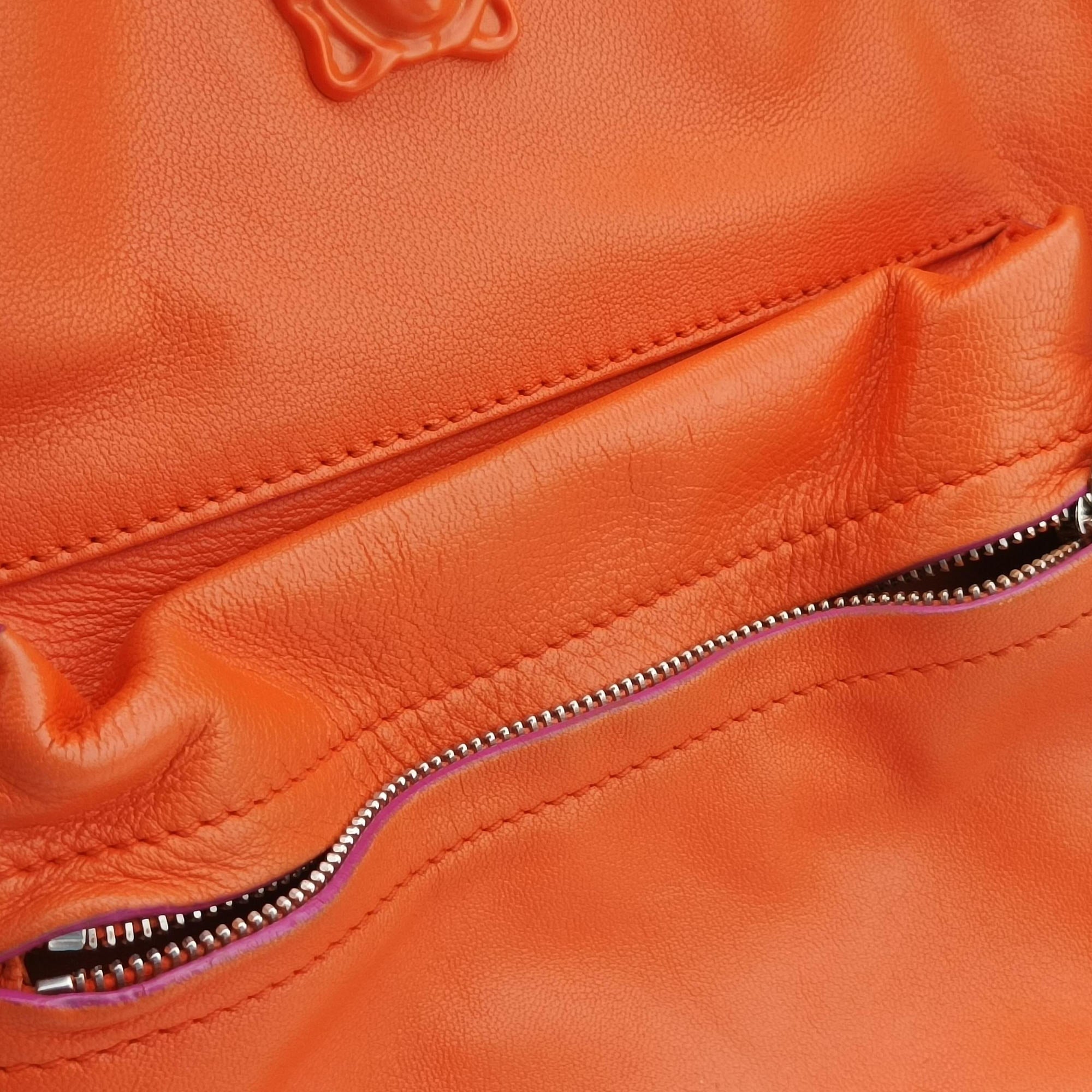 Secondhand VERSACE Medusa Orange Leather  backpack/rucksack | stylenewstar