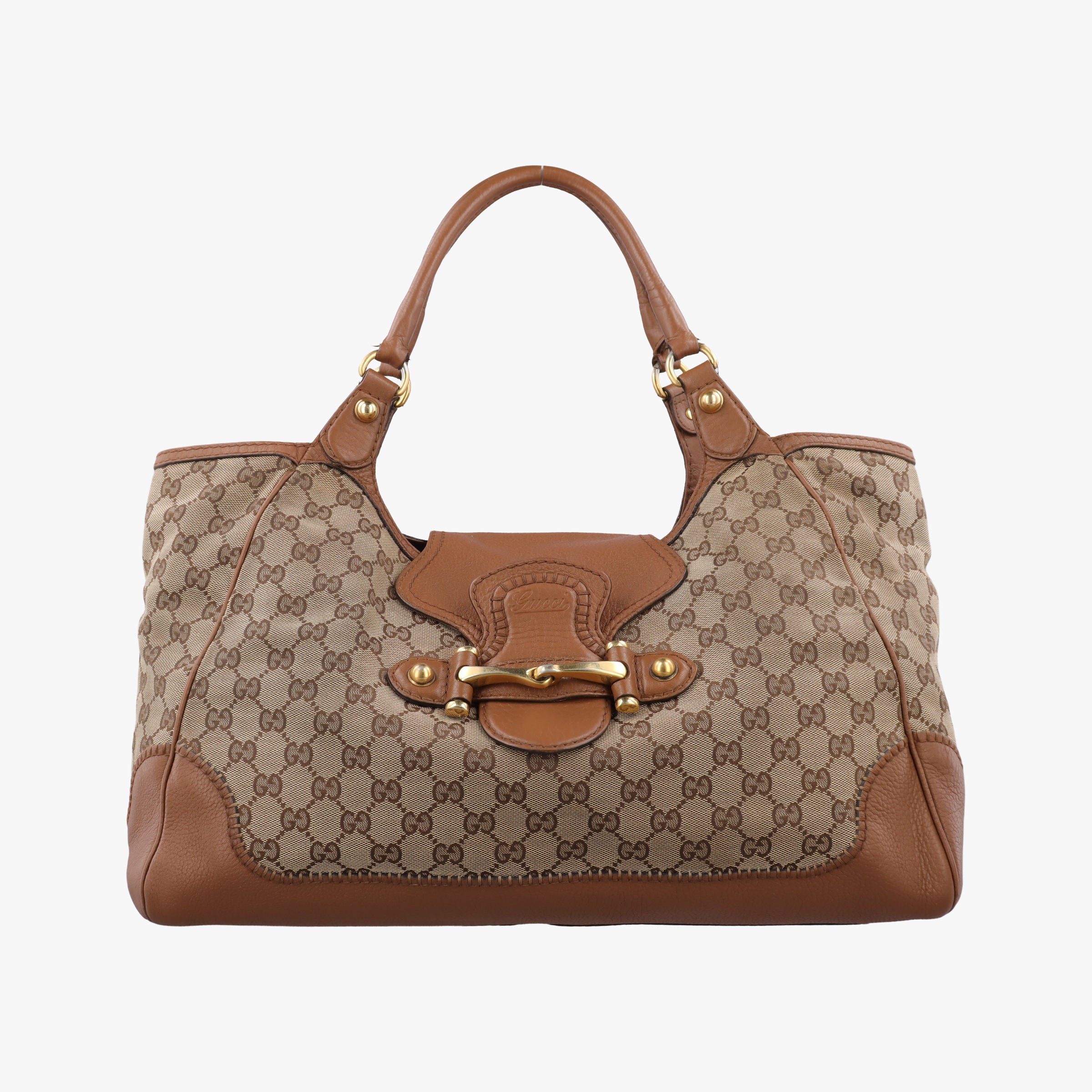 Pre-owned Gucci Guccissima New Pelham horsebit Brown canvas×leather 223958 handbag | stylenewstar