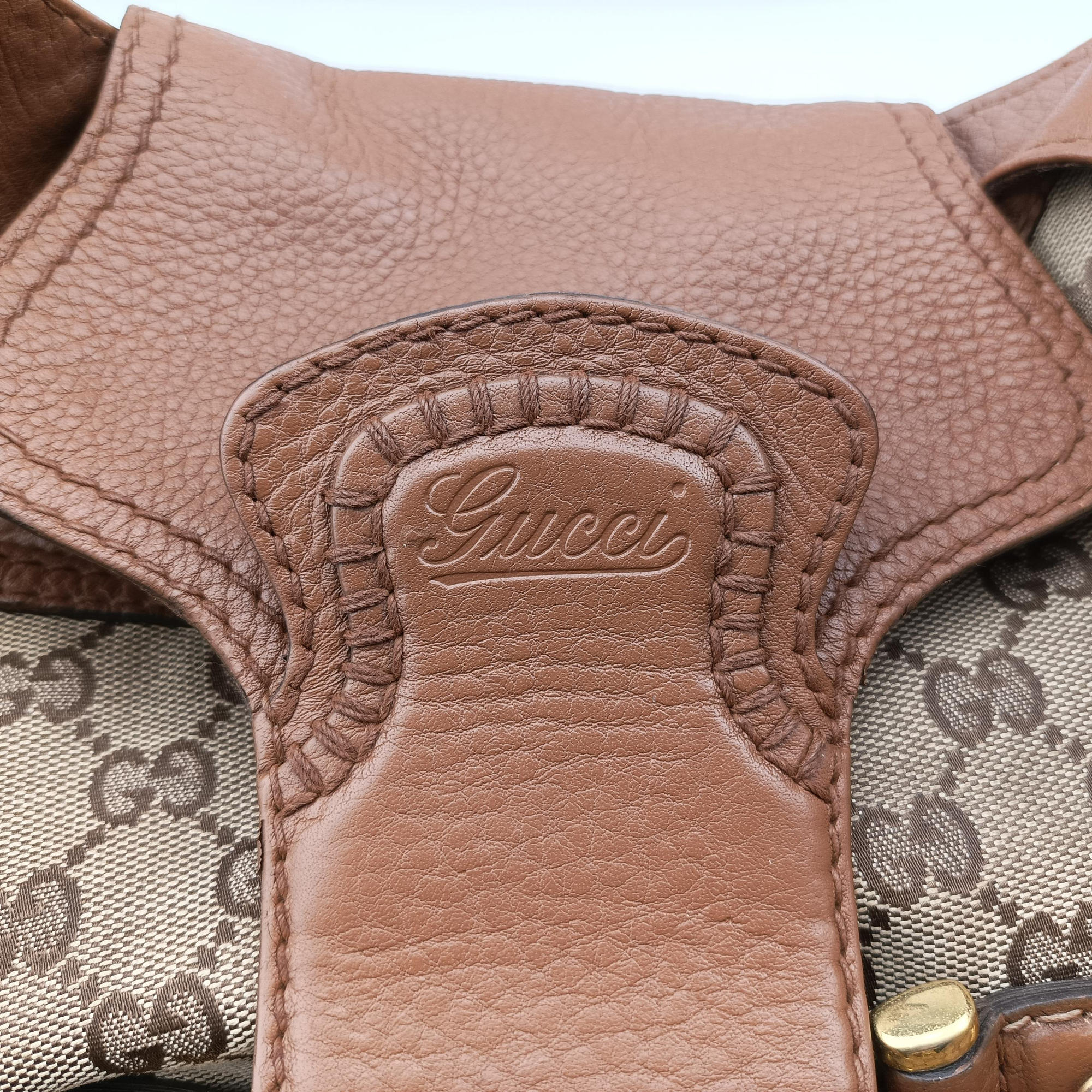 Pre-owned Gucci Guccissima New Pelham horsebit Brown canvas×leather 223958 handbag | stylenewstar