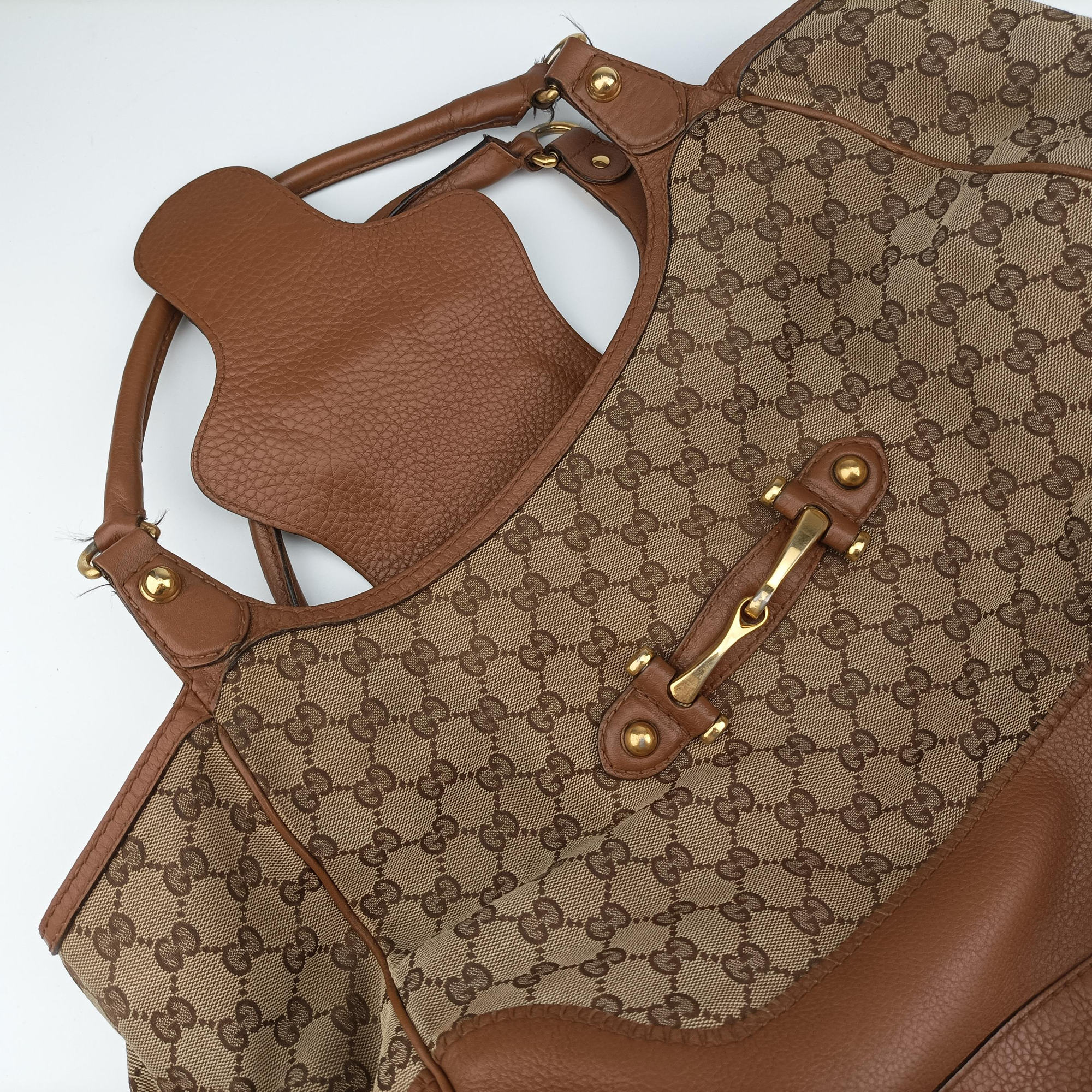 Pre-owned Gucci Guccissima New Pelham horsebit Brown canvas×leather 223958 handbag | stylenewstar