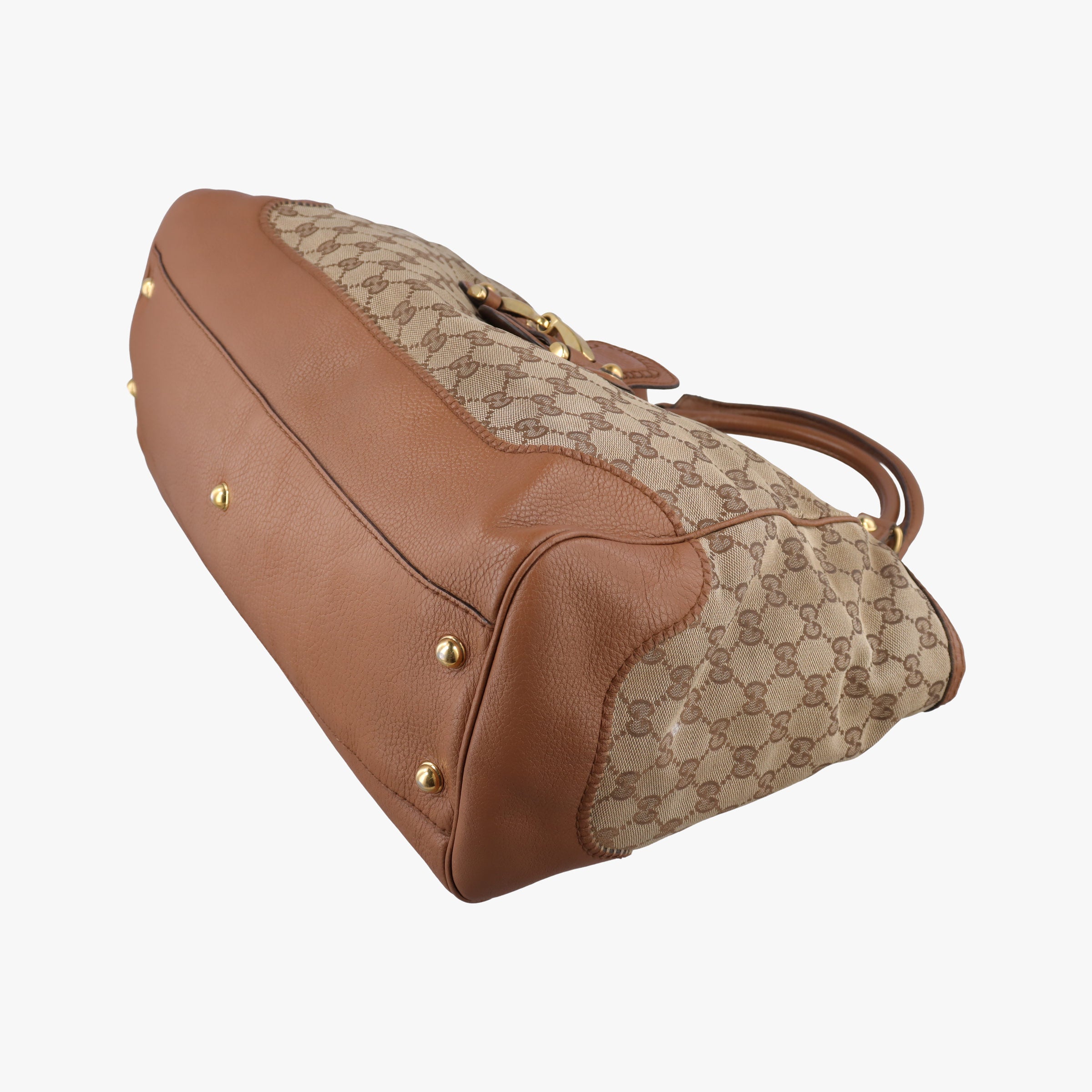 Pre-owned Gucci Guccissima New Pelham horsebit Brown canvas×leather 223958 handbag | stylenewstar
