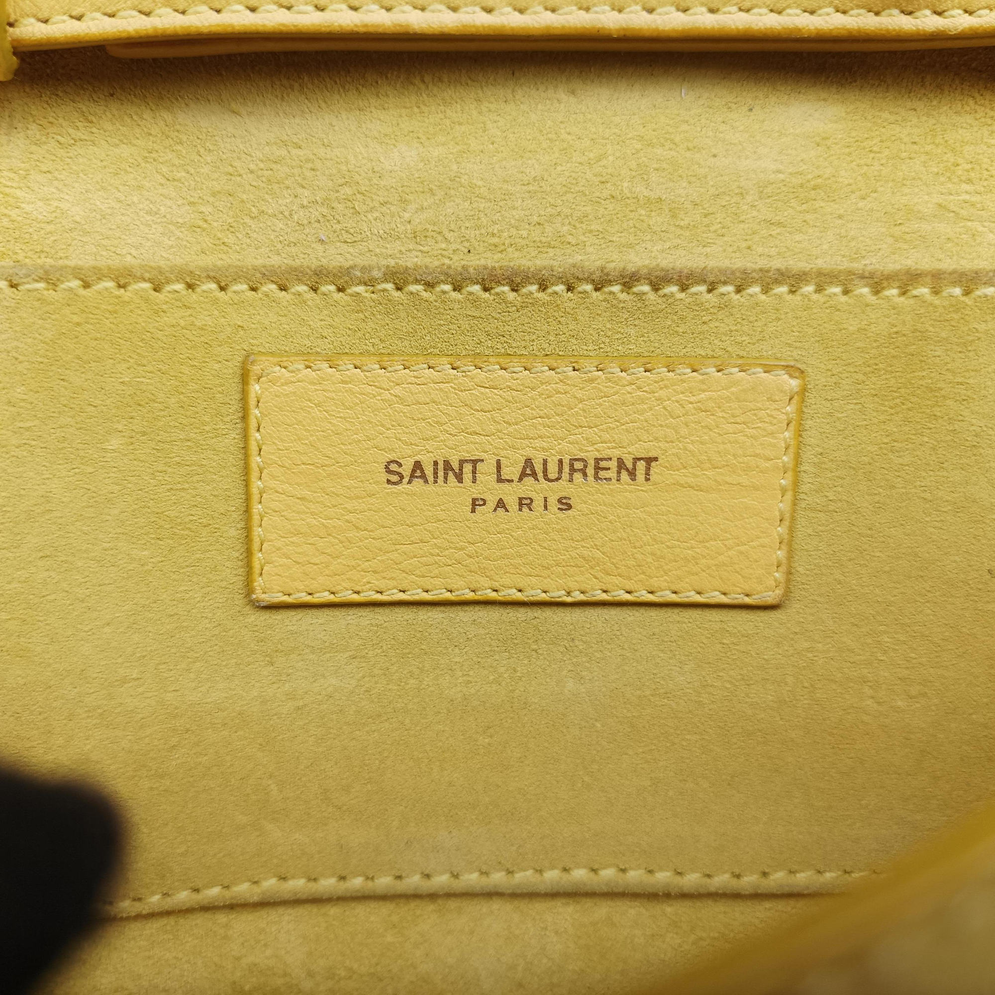 Pre-owned Yves Saint Laurent ChYc Mini Y Line Classic Cabasique WOC Yellow Leather 311215 shoulderbag | stylenewstar