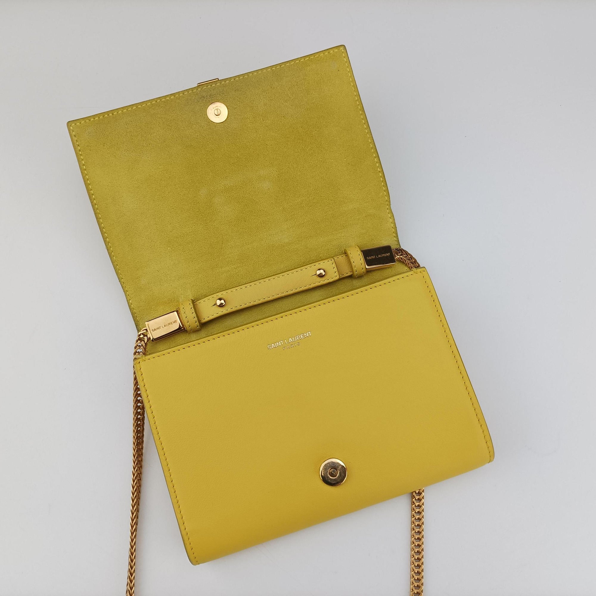 Pre-owned Yves Saint Laurent ChYc Mini Y Line Classic Cabasique WOC Yellow Leather 311215 shoulderbag | stylenewstar