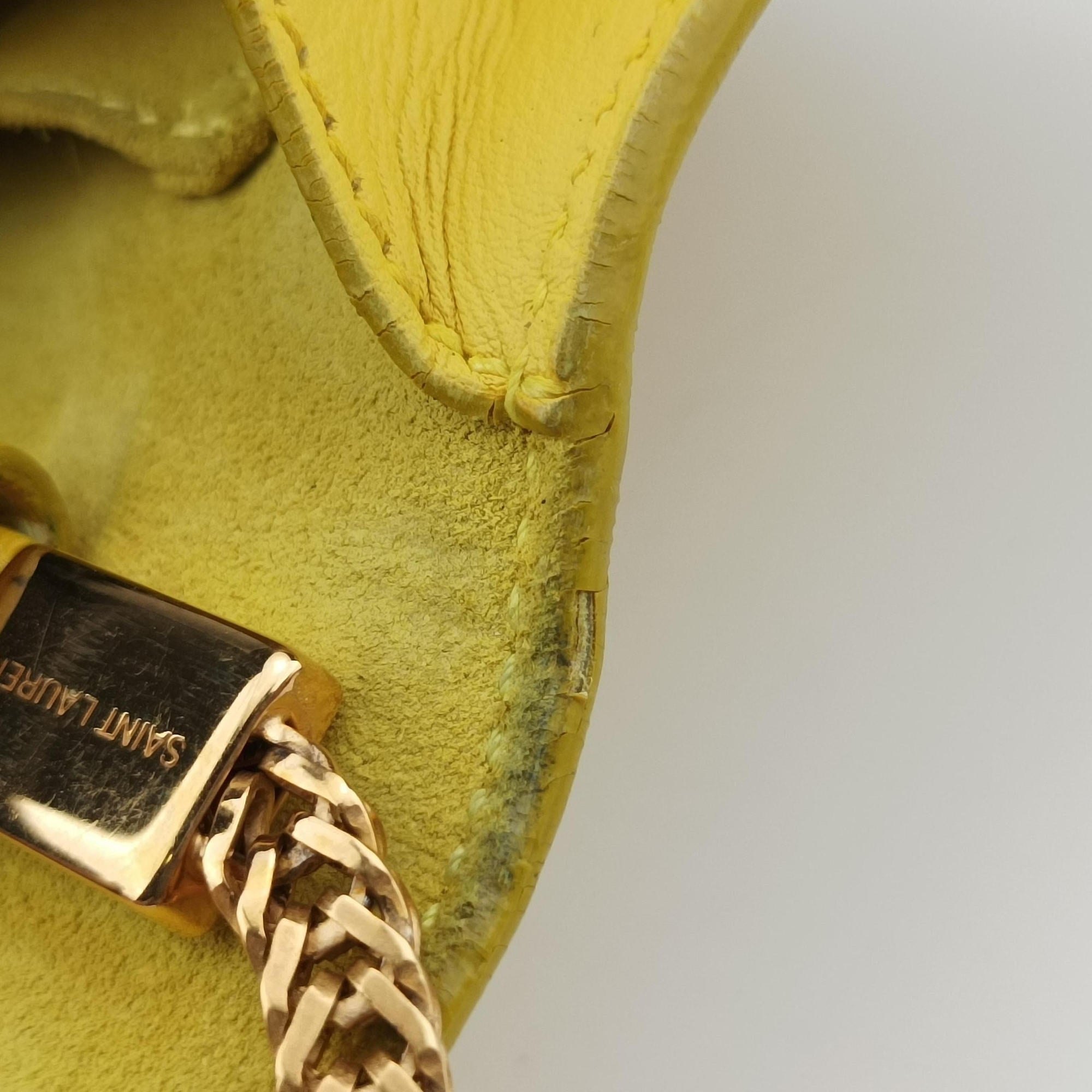Pre-owned Yves Saint Laurent ChYc Mini Y Line Classic Cabasique WOC Yellow Leather 311215 shoulderbag | stylenewstar